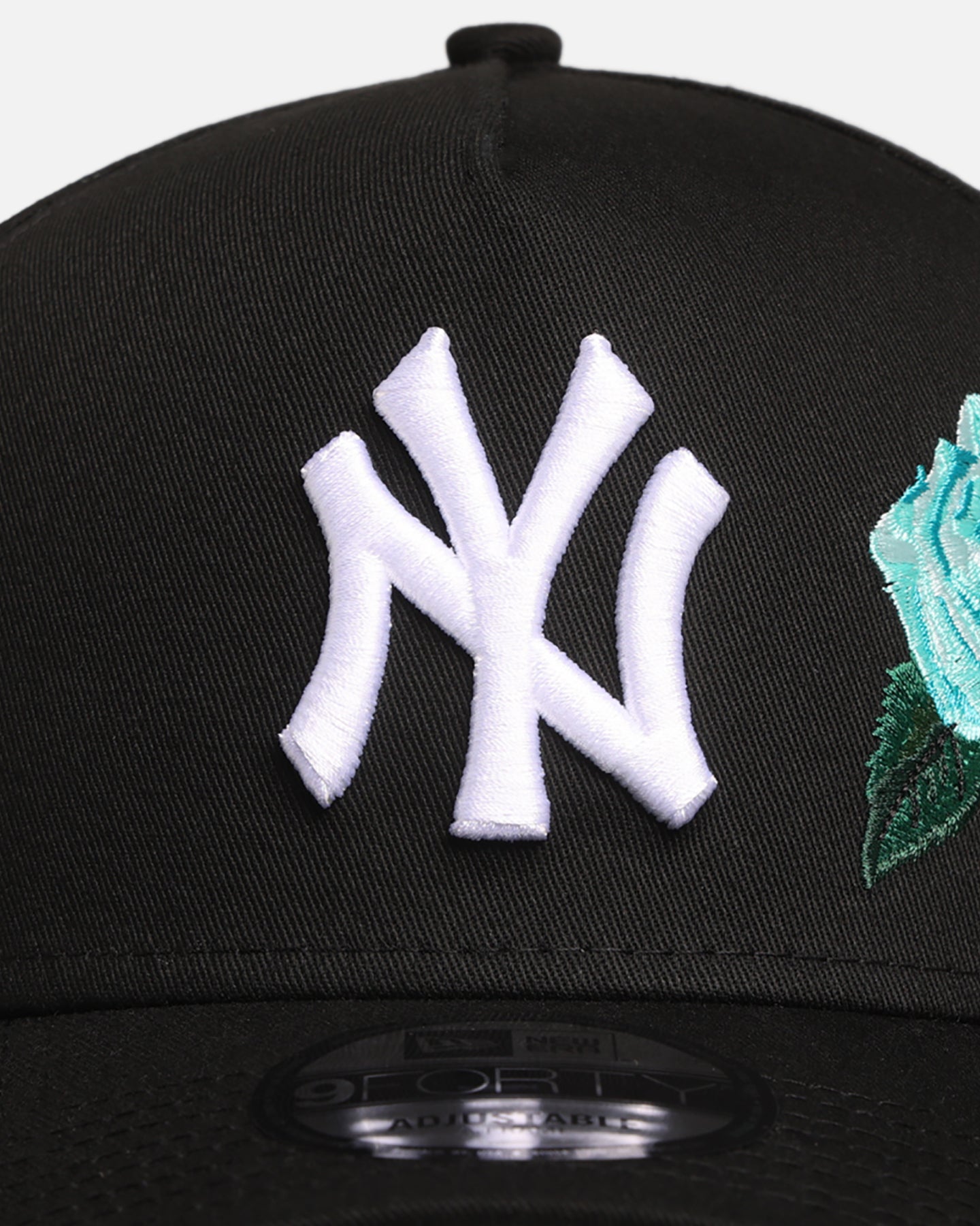 New Era New York Yankees 'Aqua Rose Embroidery' 9FORTY A-Frame Snapback Black/Aqua、mySite、zt4zffjzw