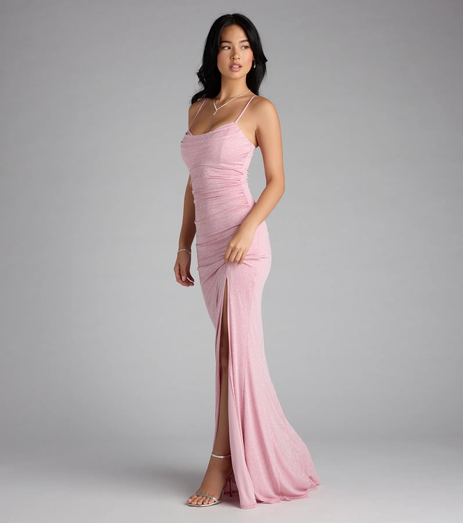  Aylani Cowl Neck Slit Mermaid Glitter Formal Dress、mySite、justintrudeaud