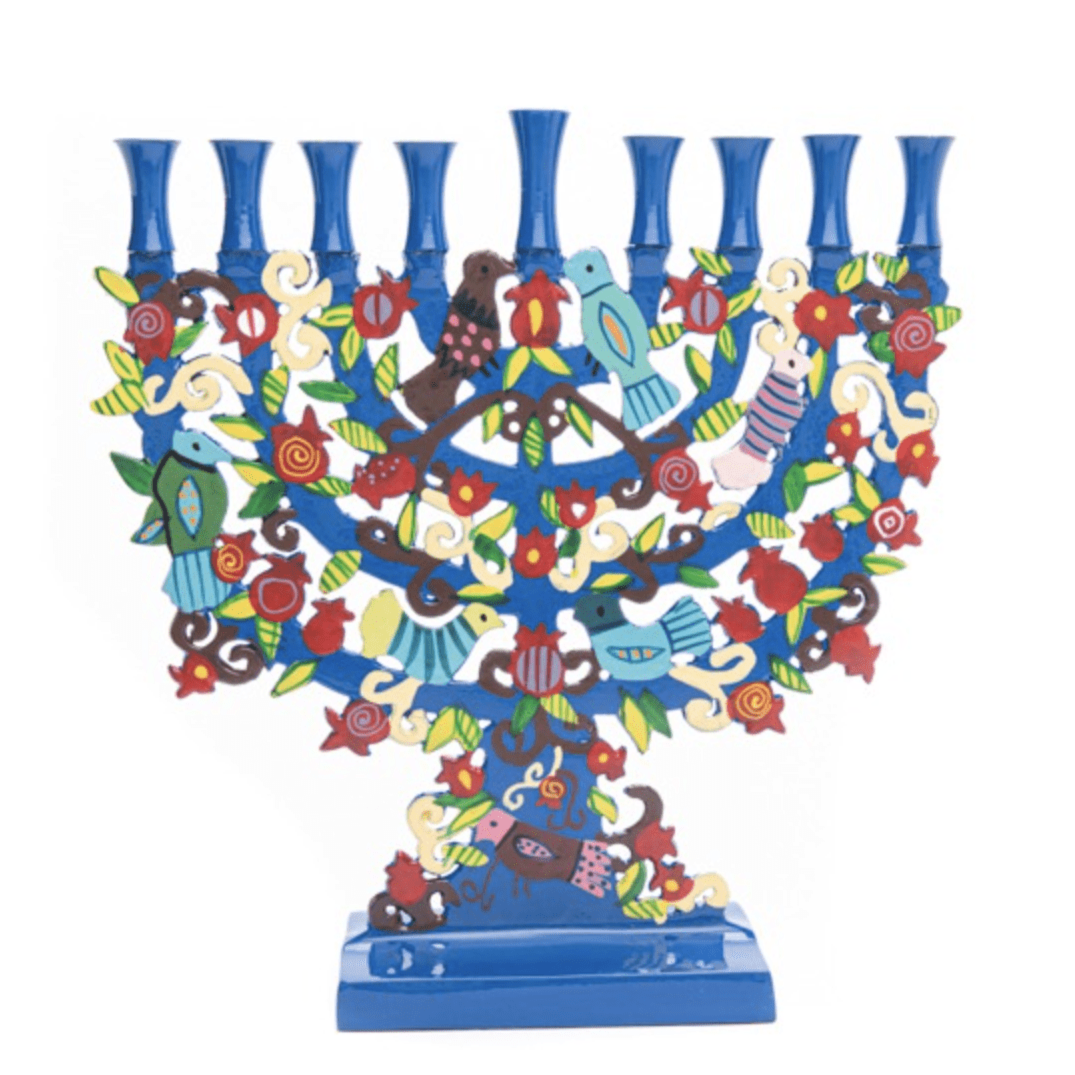 Hand-Painted Pomegranates + Birds Menorah by Yair Emanuel、mySite、topwebapps