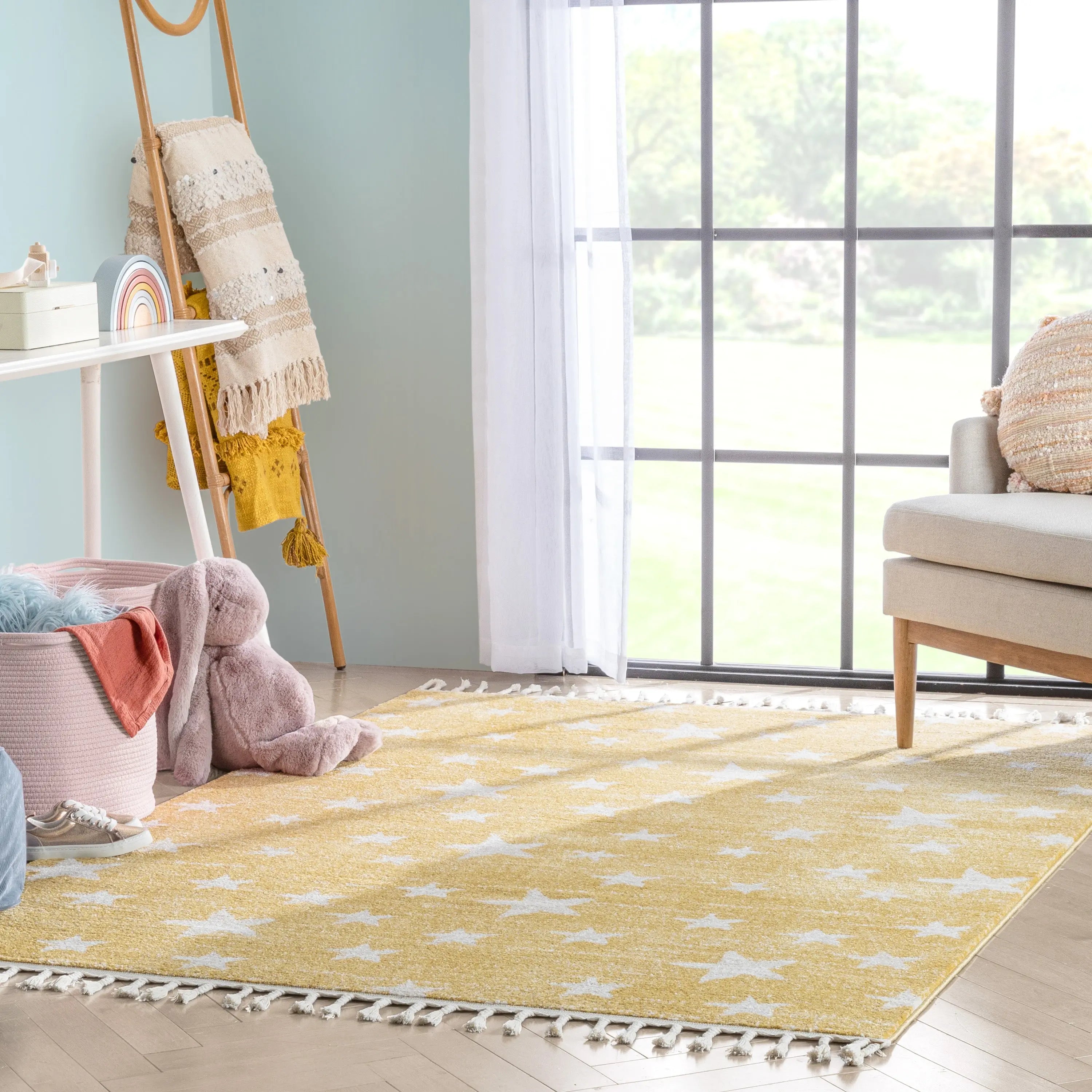 Stars Modern Geometric Yellow Kids Rug、mySite、gigharbornorthrealestate