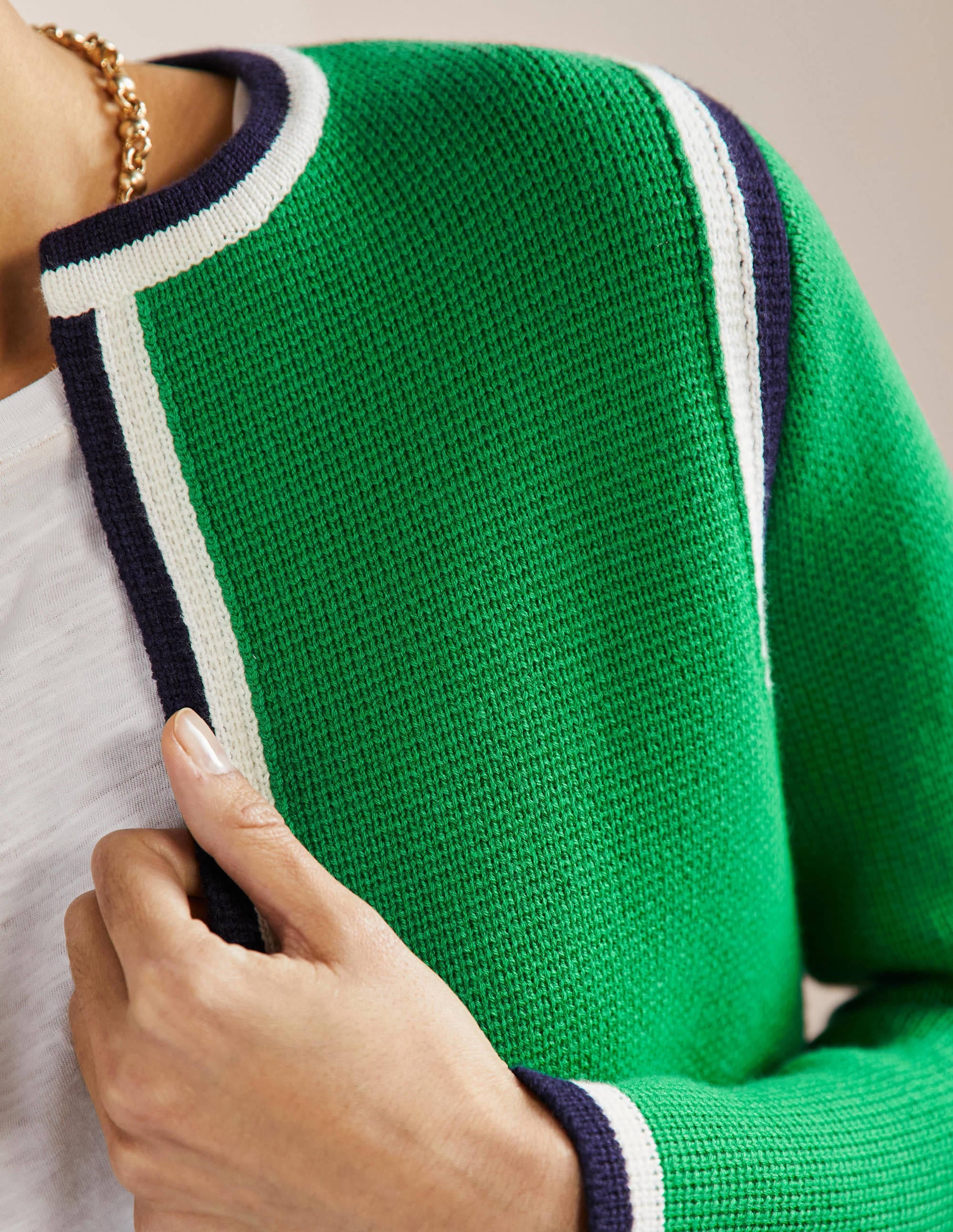  Stripe Trim Knitted Jacket-Highland Green、mySite、ashleygrahame