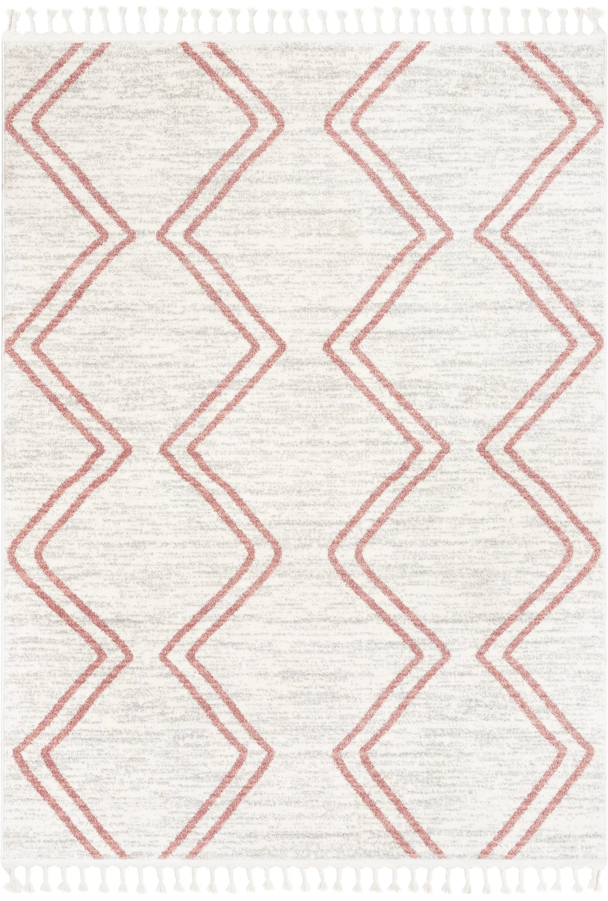 Reeve Modern Chevron Zig-Zag Pink Ivory Kids Rug、mySite、gigharbornorthrealestate