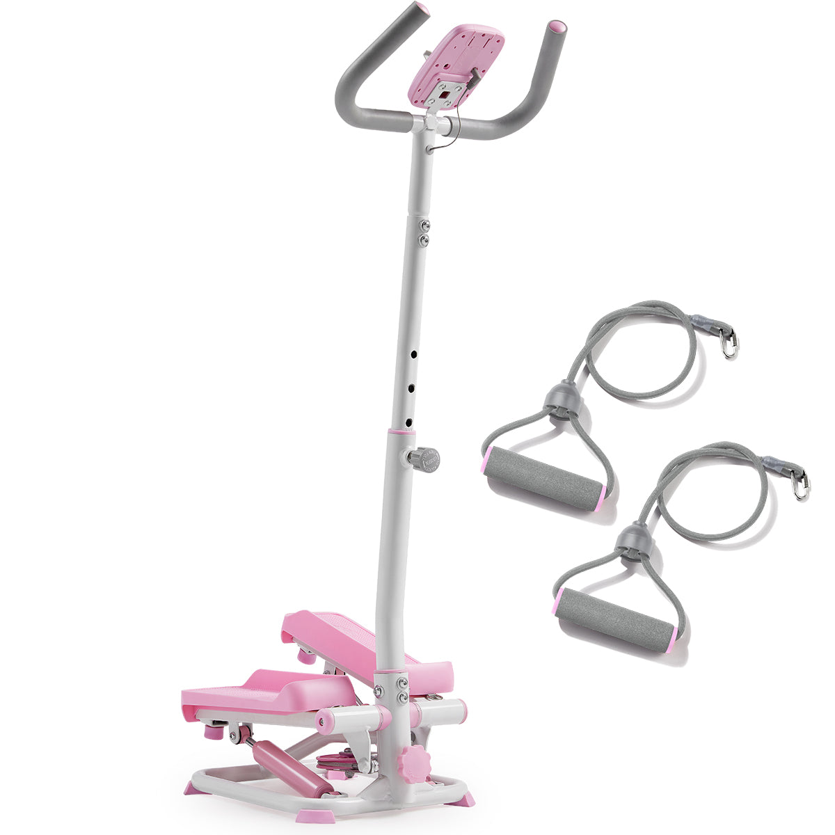  Pink Smart Advanced Stair Exercise Stepper with Handlebar and Resistance Bands、mySite、ghnorth