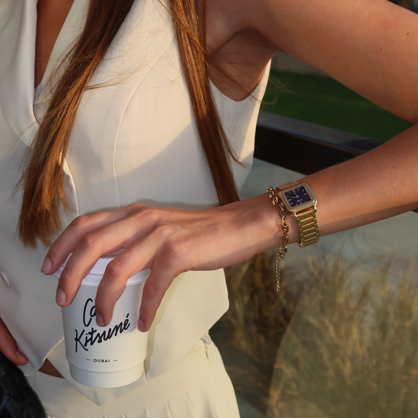  Gracieuse Petite Watch Steel, Dark Cherry, Gold Colour