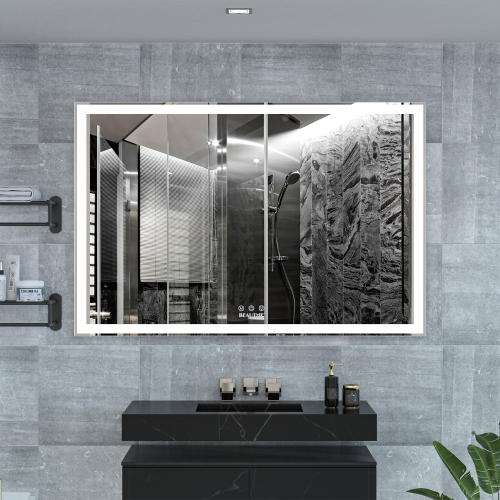 72X32 inch Oversized LED Bathroom Mirror Wall Mounted Mirror with 3 Color Modes Aluminum Frame Wall Mirror Large Full Length Mirror with Lights Lighted Full Body Mirror for Bedroom Living Room, Silver、、xpatfood