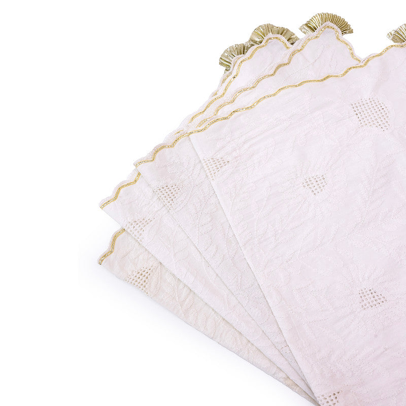 Cotton Table Mat Set | Placemats | White & Gold | Set of 4、mySite、camillekostekn