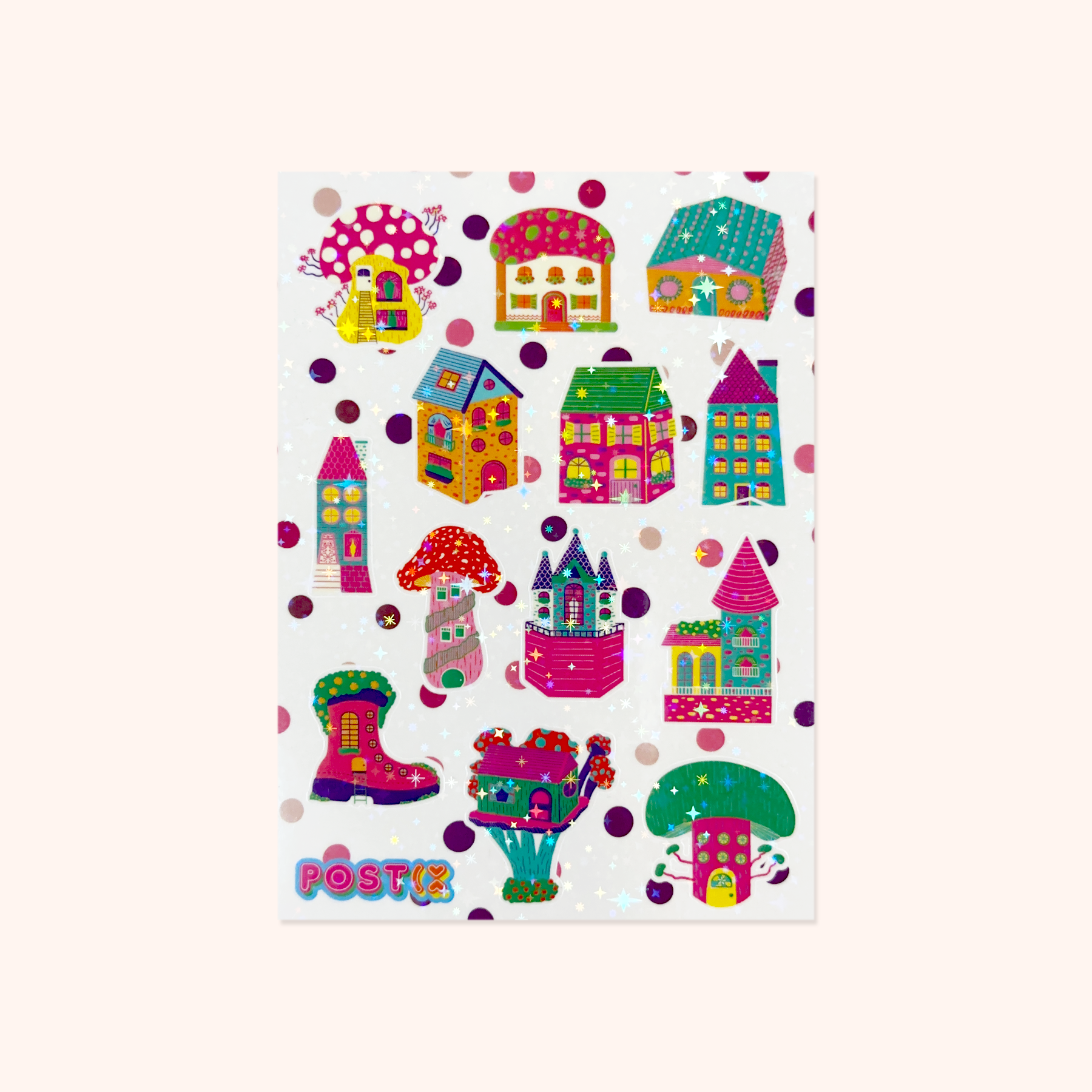  Vibrant Magic Houses Hologram Sticker Sheet、mySite、ghnorth