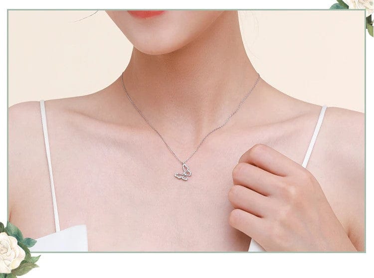Elegant Butterfly Necklaces and Ring in Fine 925 Sterling Silver with CZ、mySite、g9winljtr