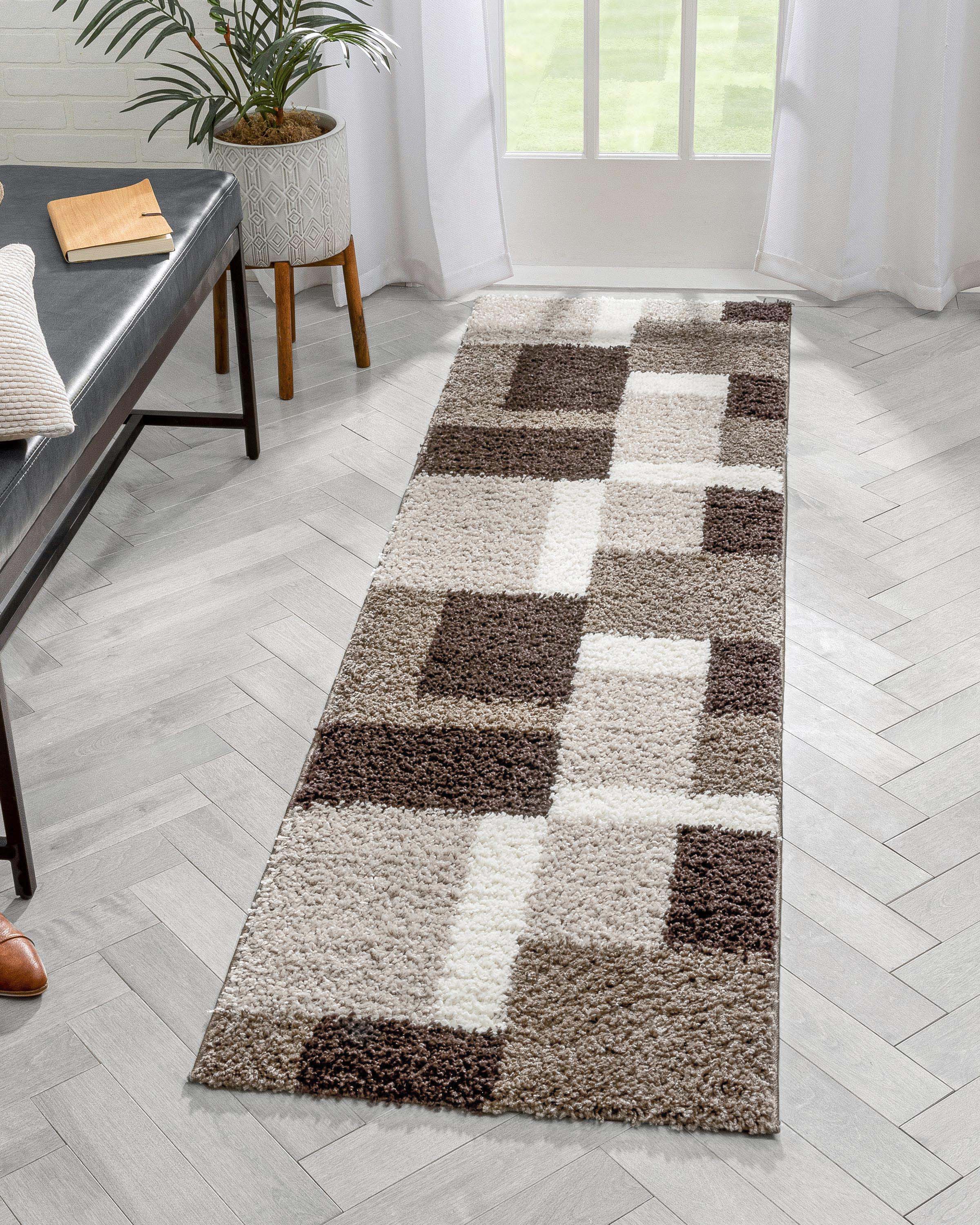 Cubes Beige Brown Modern Geo Rug、mySite、gigharbornorthrealestate