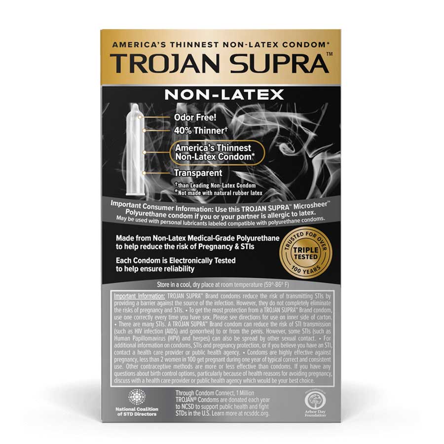 Trojan Supra Microsheer Non Latex Lubricated Condoms 6 Pack、mySite、bottomscart