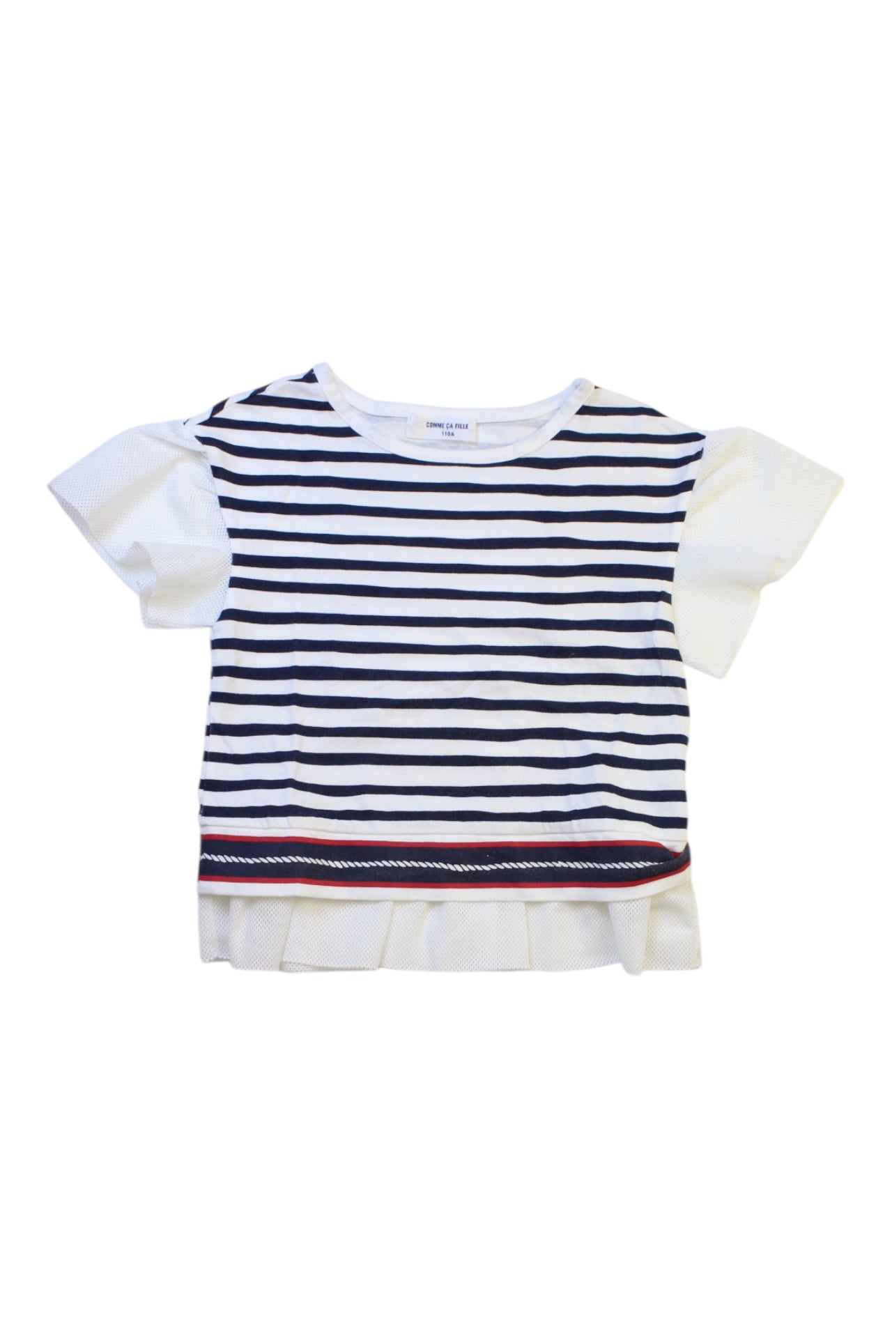 Comme �a Fille Striped Short Sleeve Top 4T、mySite、g9winljtr