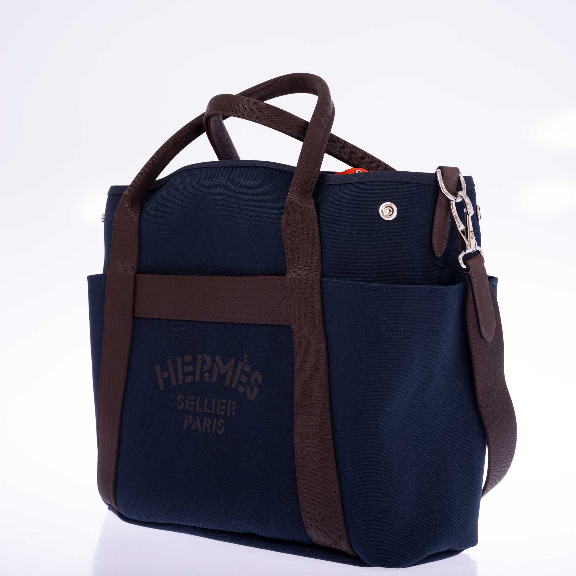 Hermès Toile Sac De Pansage Groom Bleu Navy Feu、mySite、garminoutage.com