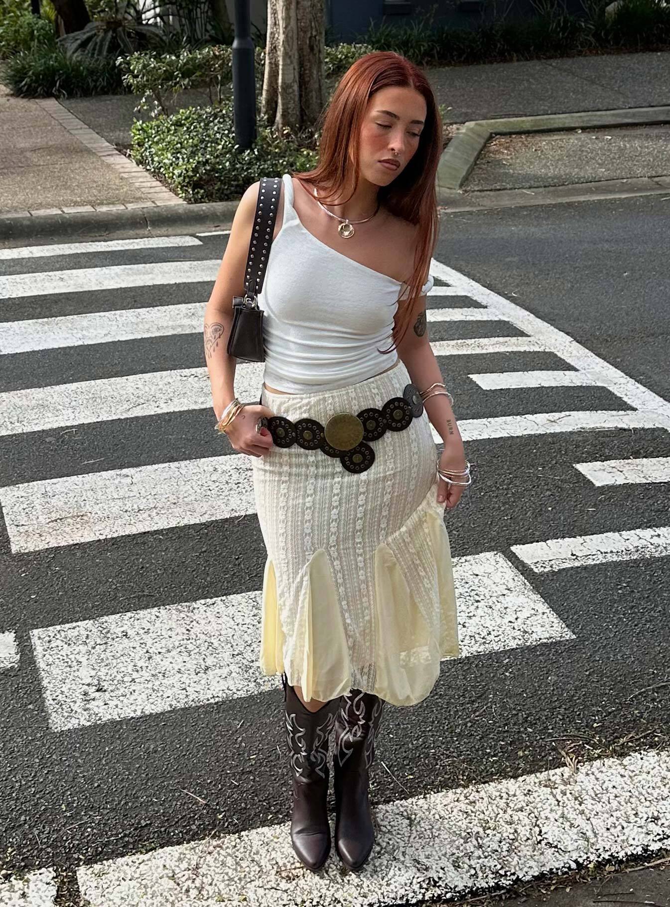 Messenger One Shoulder Top White、mySite、solidvoid