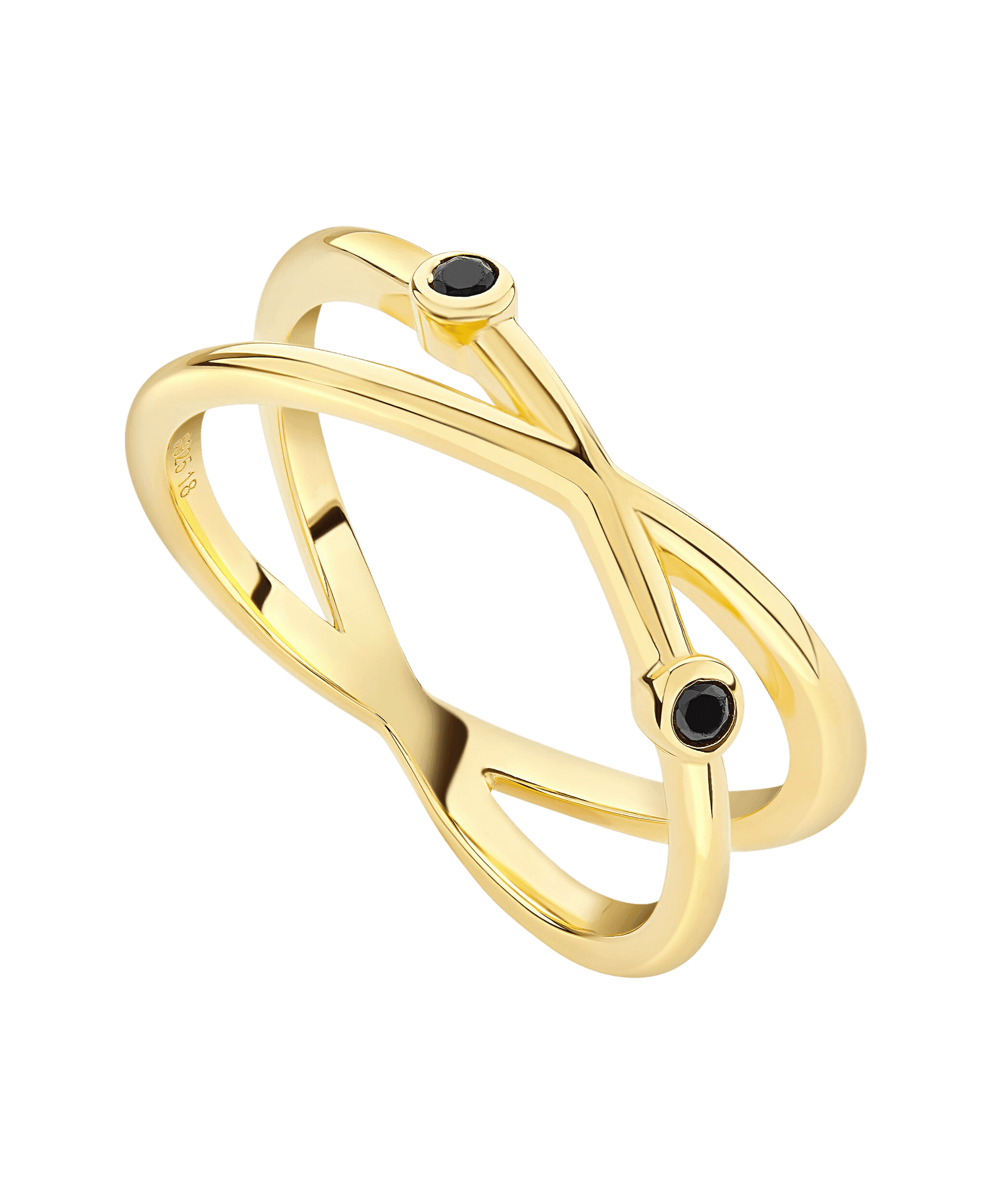  Isla Ring Black 18ct Gold Plated
