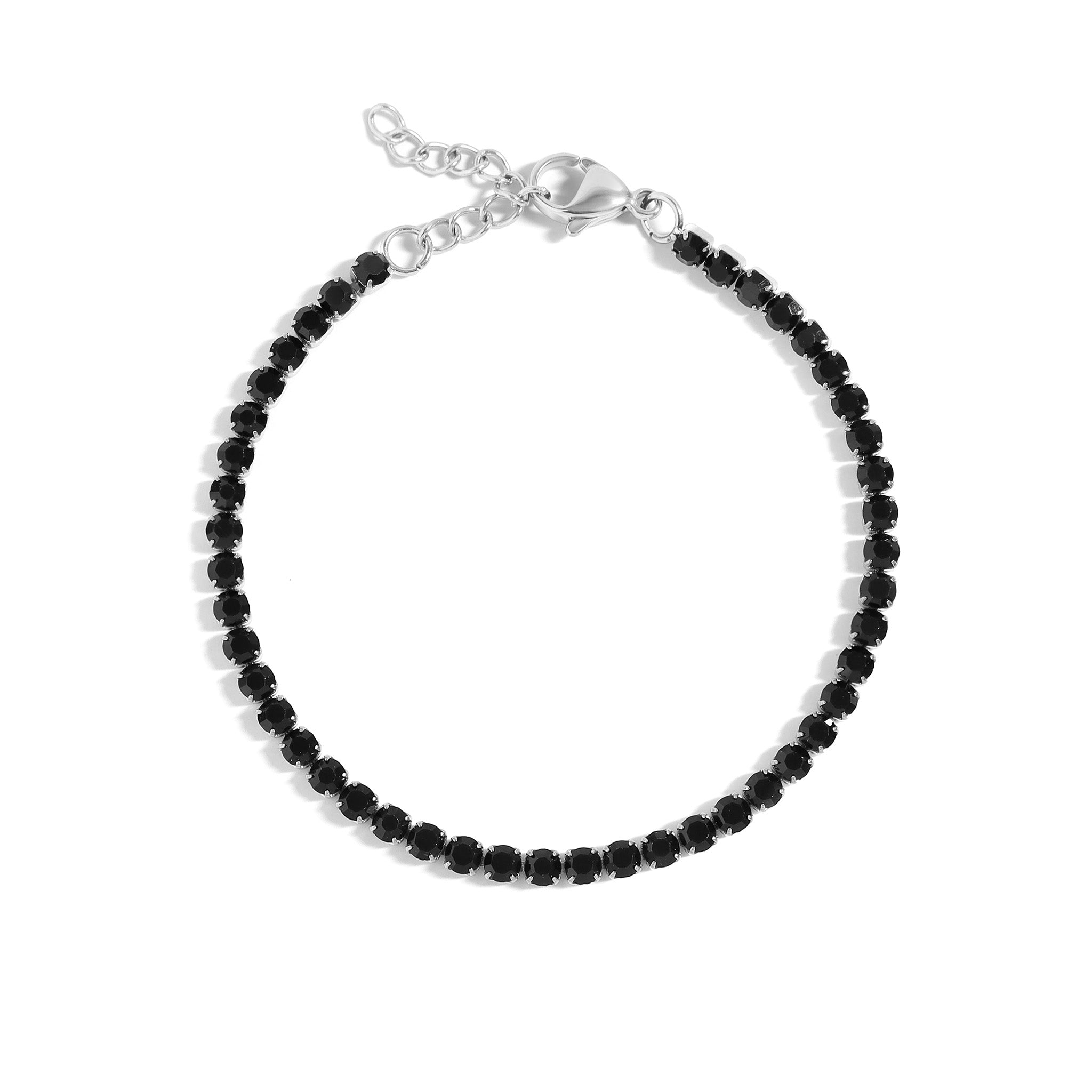 Stainless Steel Jet Rhinestone Tennis Chain Bracelet / TBR0003、mySite、dreamappss