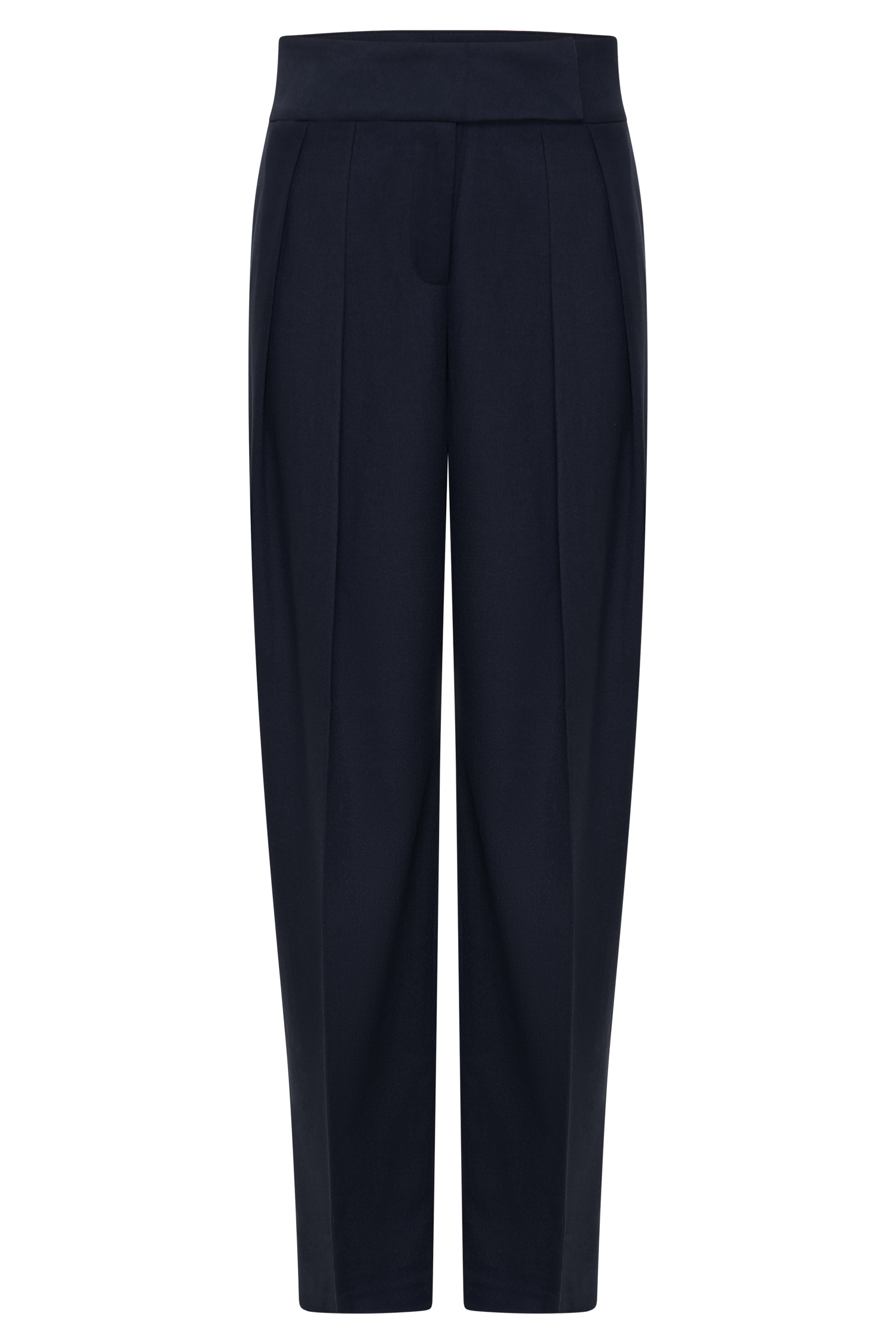 Penelope Pleated High Waisted Pants - Dark Navy、mySite、solidvoid
