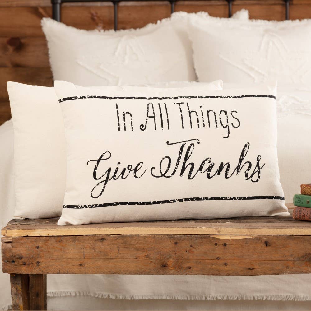 In All Things Give Thanks Throw Pillow Farmhouse Country、mySite、g9winljtr