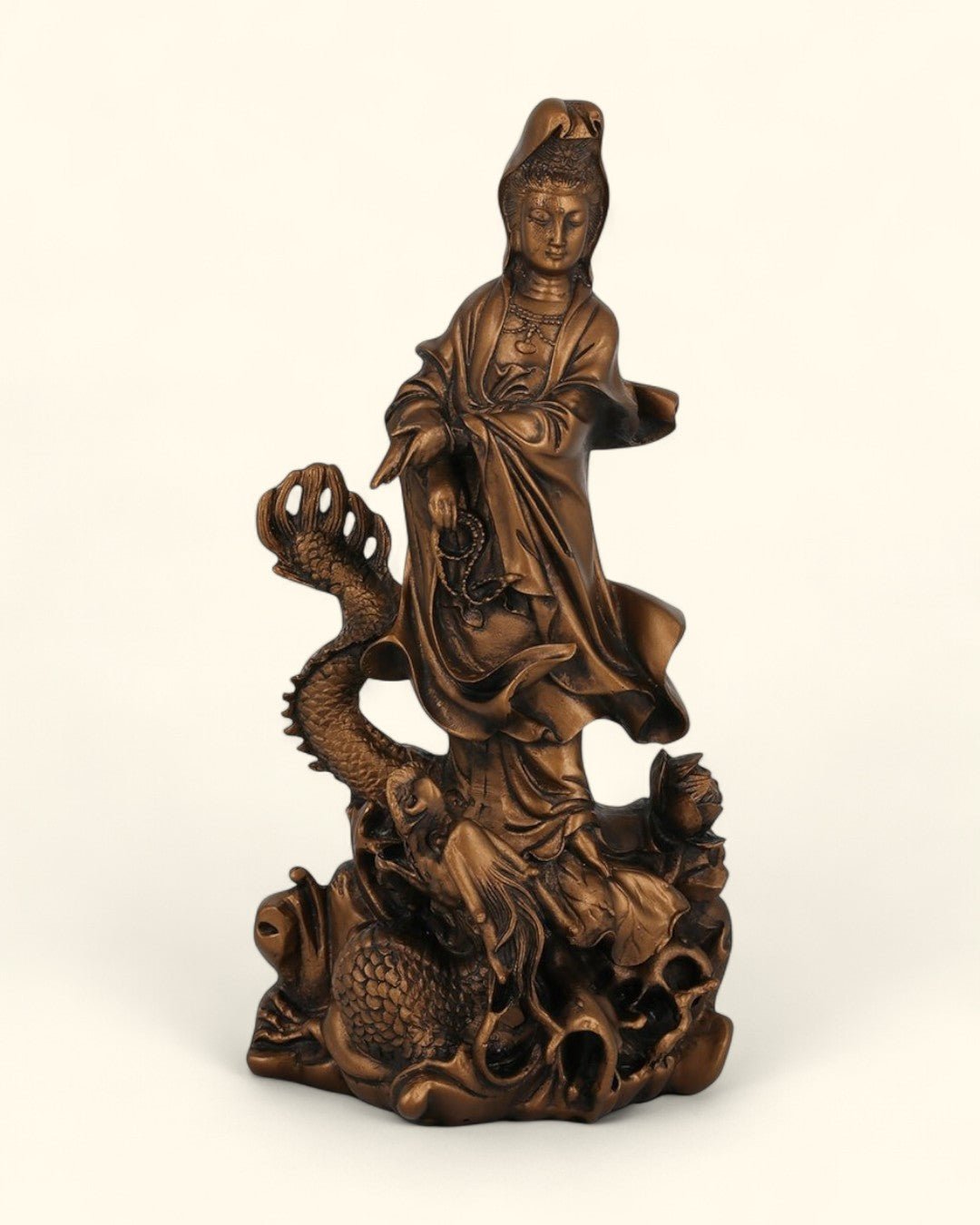 Bronze Finish Kuan Yin Dragon Statue、mySite、topwebapps