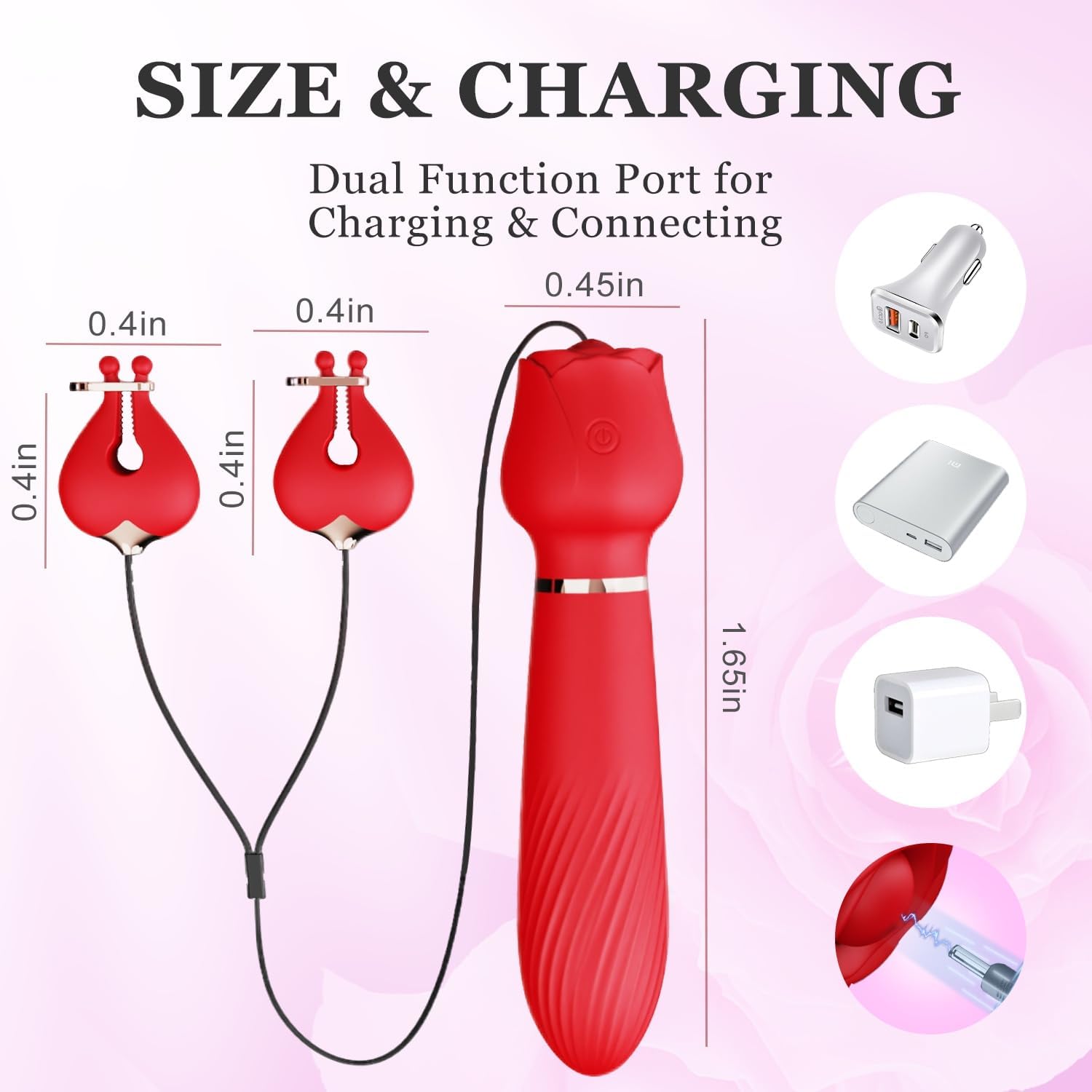 Rose 2 in 1 Nipple & Clitoral Vibrator | 10 Vibration Modes | USB、mySite、bottomscart