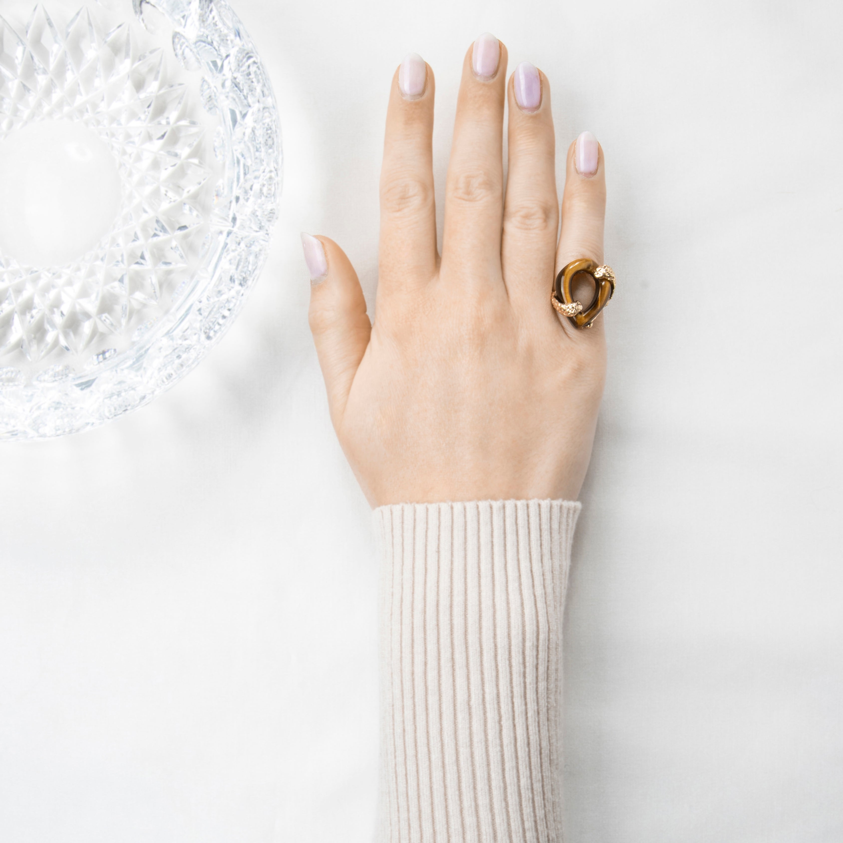 Vintage Large 14k Yellow Gold Tiger's Eye Brutalist Style Ring 5.00、mySite、hinf8tx79