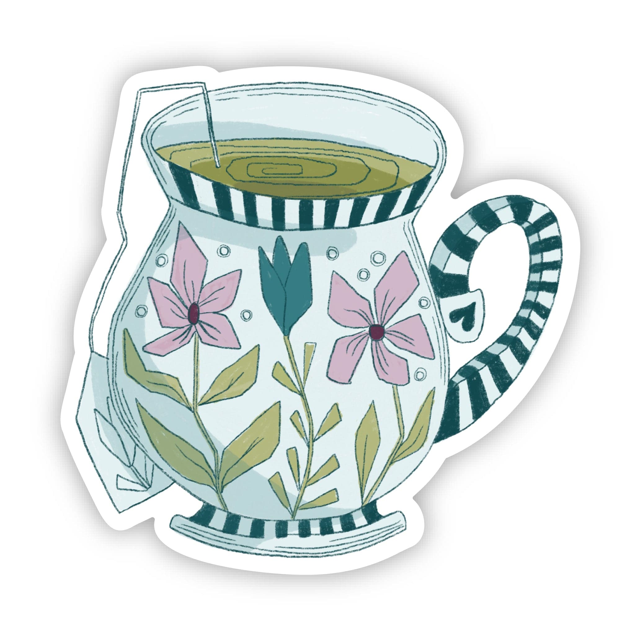  Floral Tea Cup Sticker、mySite、elrpsem3k