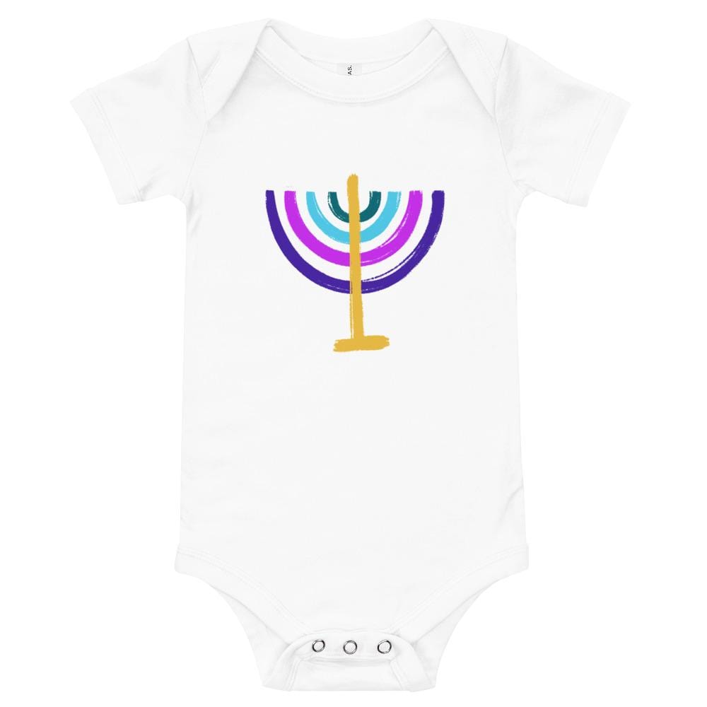 Colorful Menorah Baby Onesie - White 6-12、mySite、topwebapps