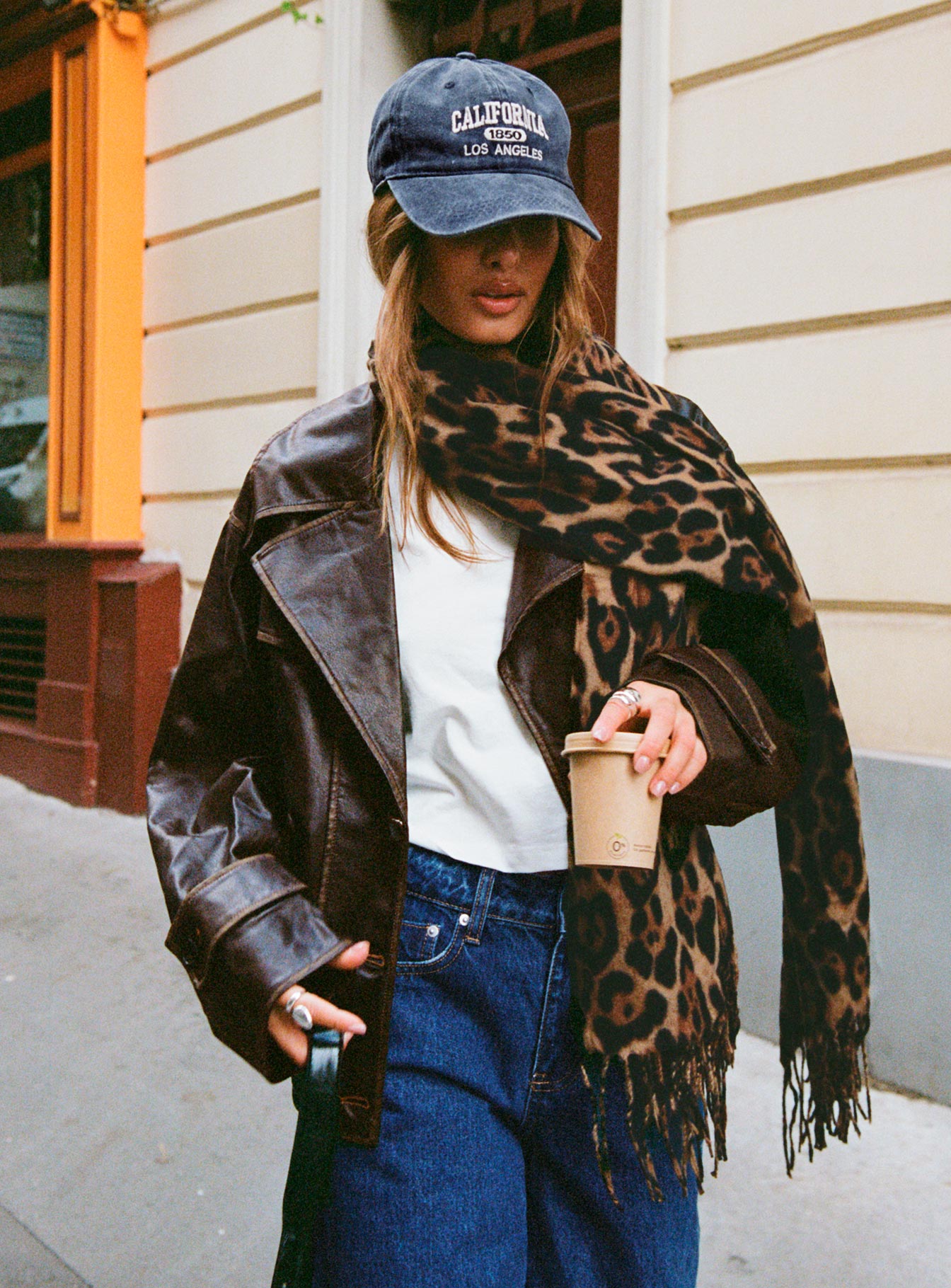 Nicolie Faux Leather Jacket Vintage Washed Brown、mySite、solidvoid