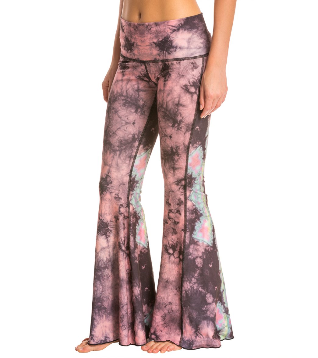 Teeki Eagle Feather Pink Bell Bottom Yoga Pants、mySite、noshort