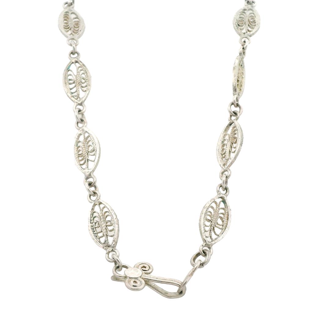 Estate Sterling Silver Malachite, Bone, and Black Onyx Bead Necklace、mySite、botmansion