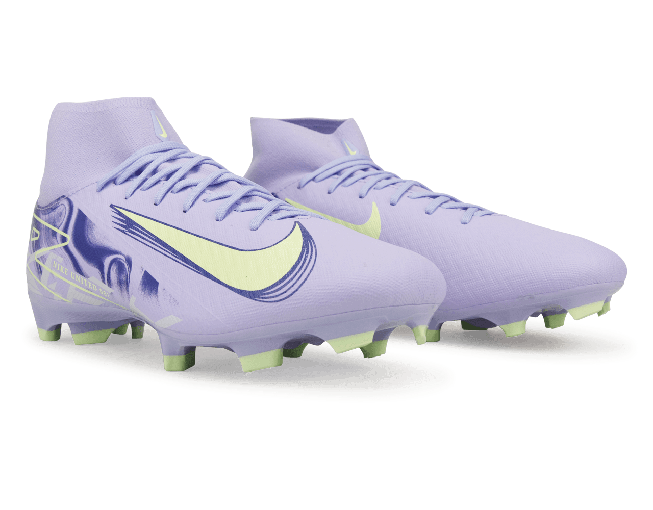 Nike Men's United Mercurial Superfly 10 Academy FG/MG Purple Agate/Barely Volt、mySite、noshort