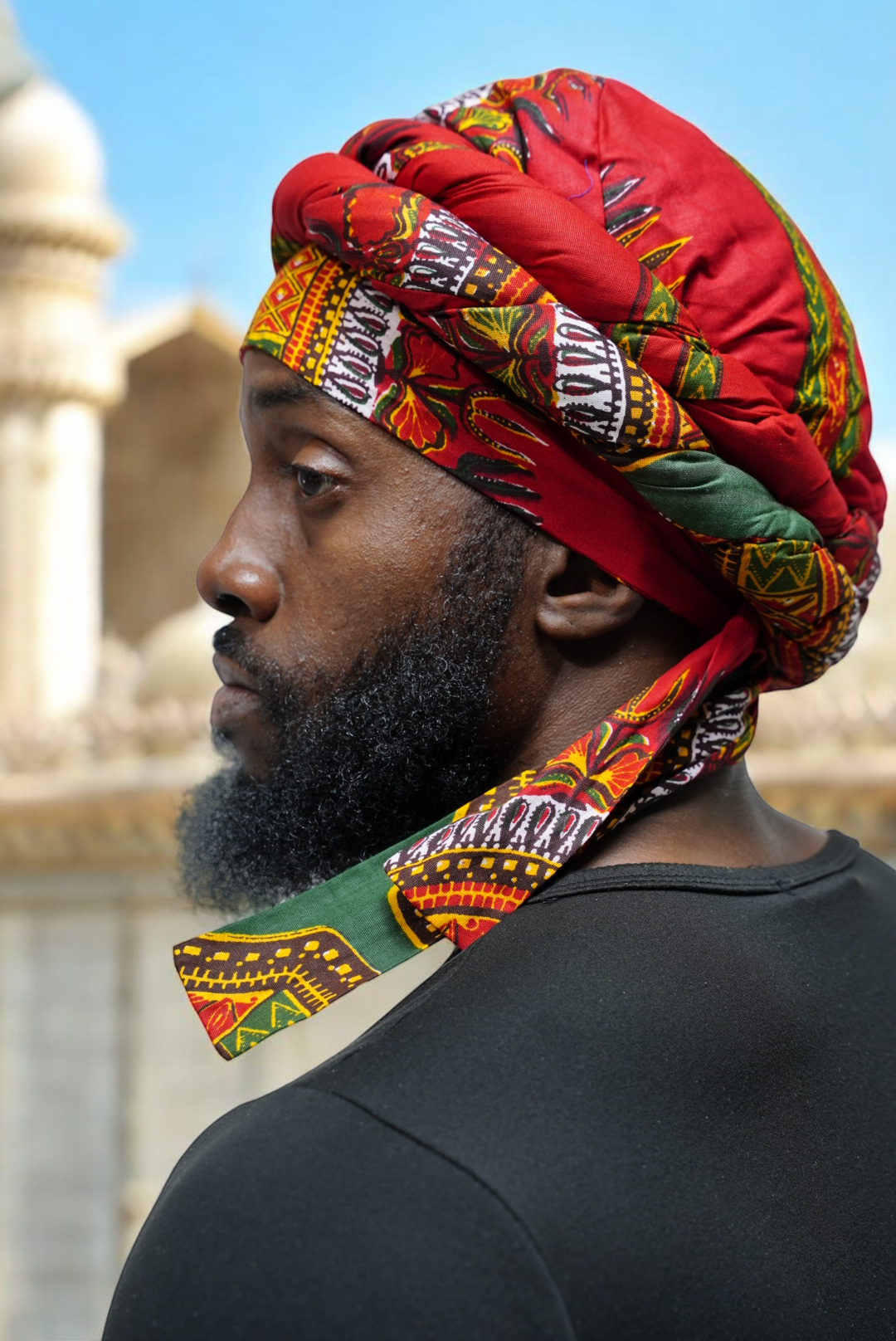 Dupsie's Ojiji Red African Print Turban DPH3975PT、mySite、solidvoid