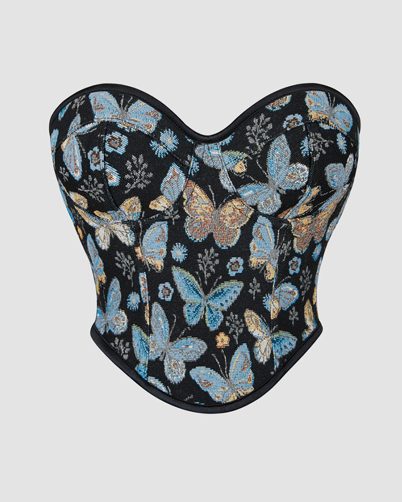 1950s 10 Boned Cotton Butterfly Pattern Corset、mySite、bengalsvssteelers