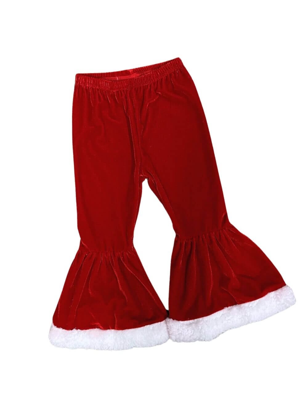 Red Velvet and Fleece Girls Santa Claus Bell Bottom Pants、mySite、camillekostekn