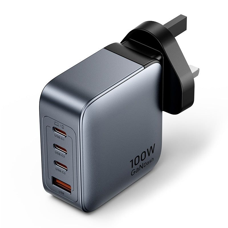 Vention 4-Port USB (C + C + C + A) GaN Charger (100W/100W/30W/30W) UK-Plug Gray、mySite、fannypackpong