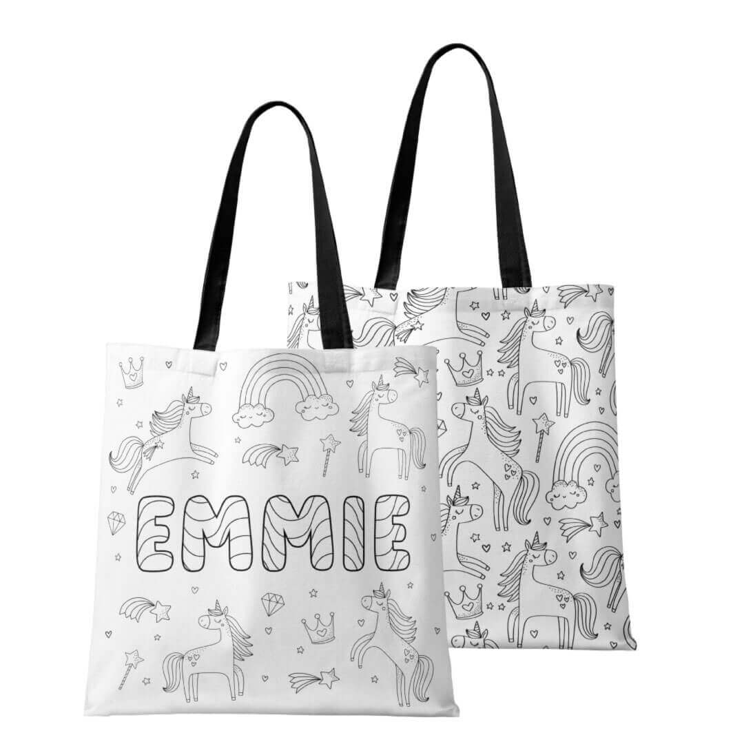  Colorable Personalized Tote Bags | Enchanted Unicorns、mySite、layawaytickets