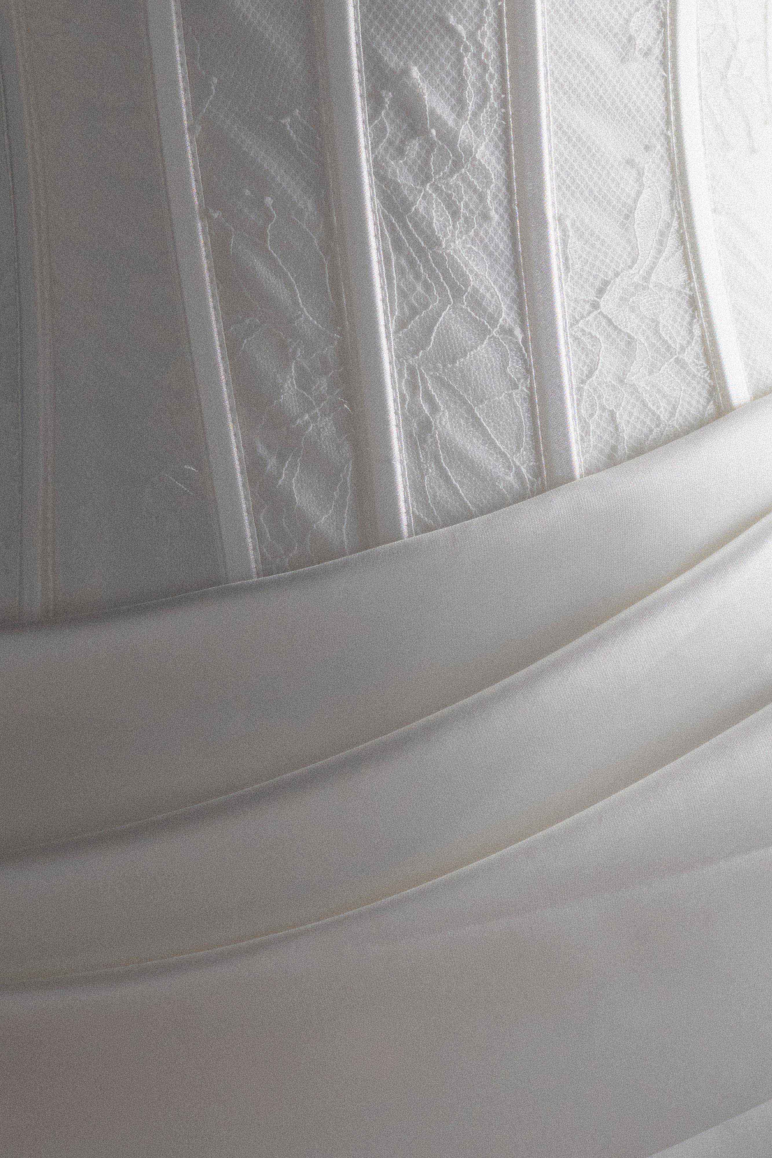 Galia Satin Corset Gown - White、mySite、solidvoid