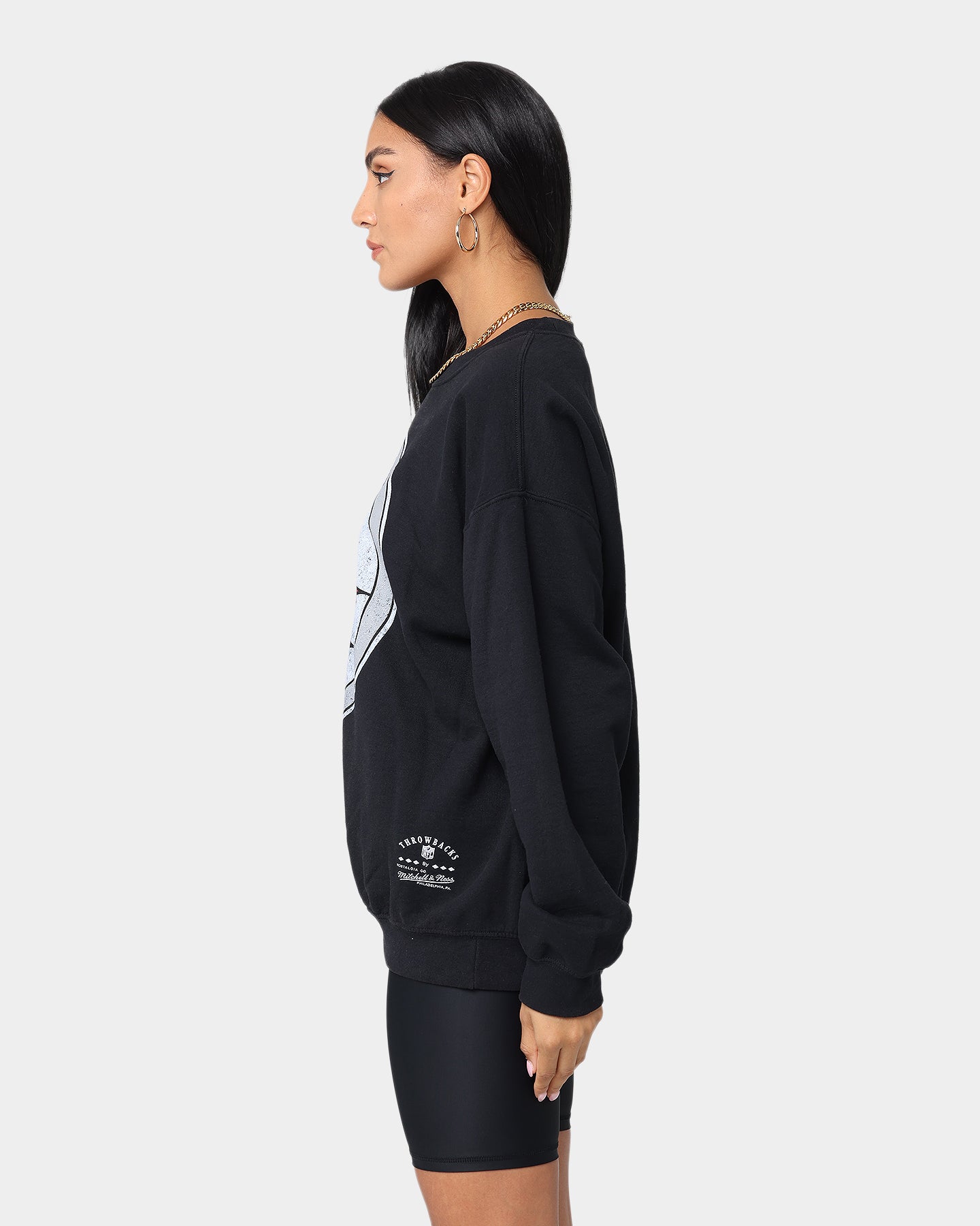 Mitchell and Ness Oversized Extra Large Print Steelers Crewneck Vintage Black、mySite、zt4zffjzw