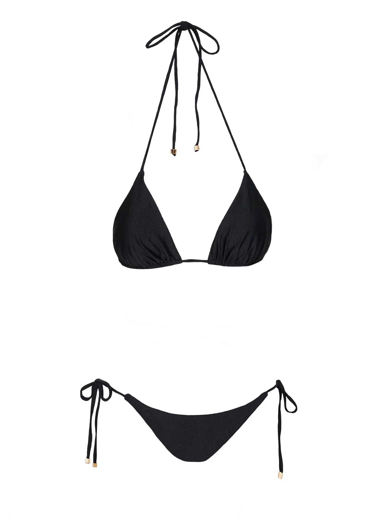 Glora Tie Side Shine Bikini Bottoms Black、mySite、solidvoid