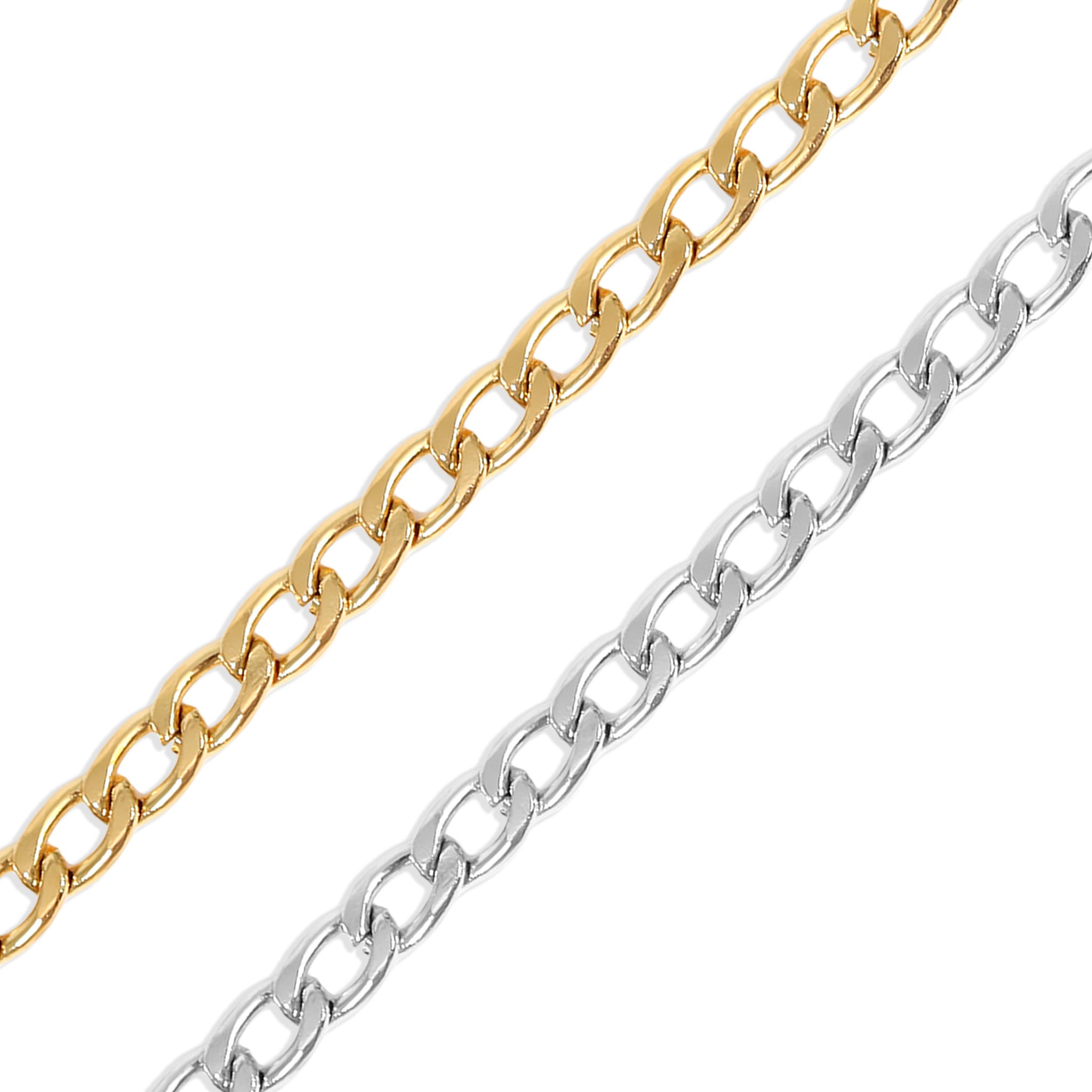 18K Gold PVD Stainless Steel Curb Chain - By The Foot / SPL1026、mySite、dreamappss
