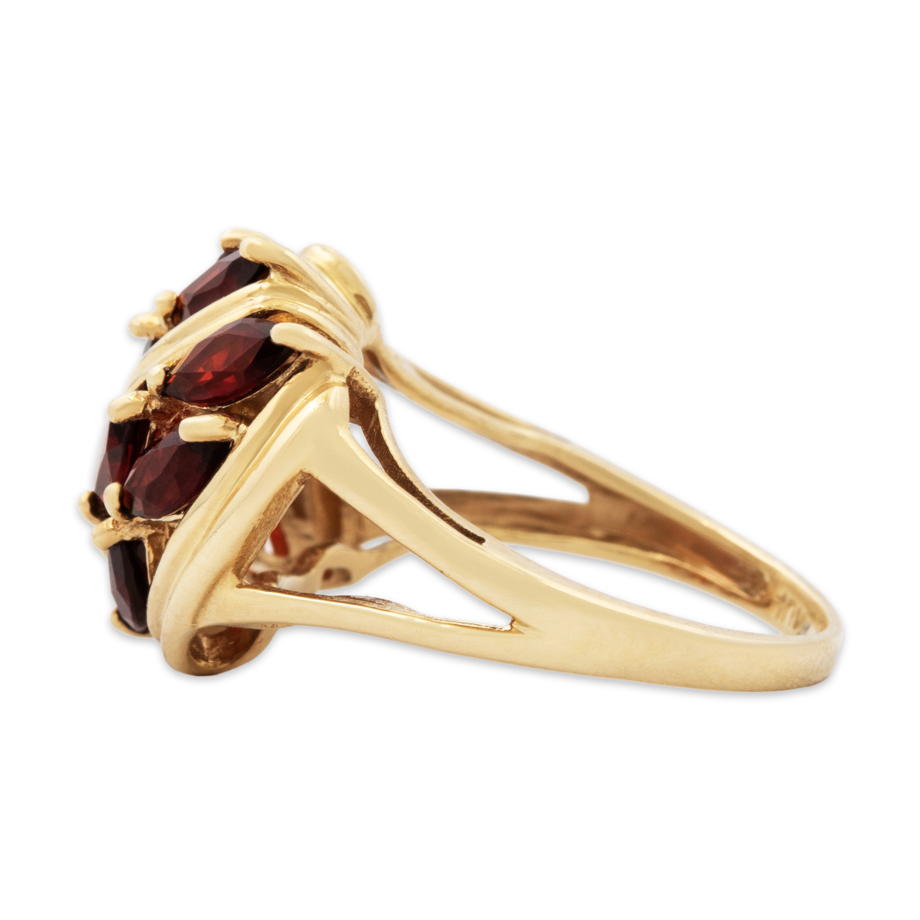 Vintage 10k Yellow Gold 1.5cttw Garnet Marquise Cluster Ring 5.00、mySite、hinf8tx79