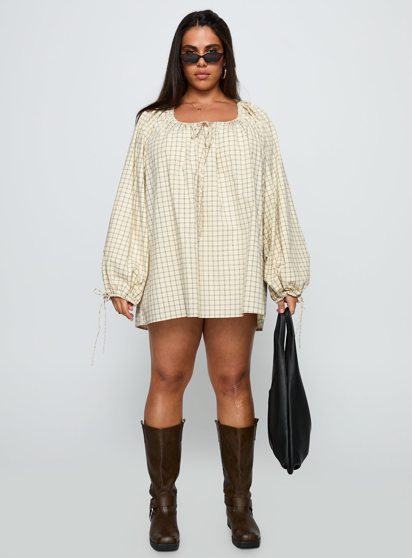 Preacher Playsuit White Check Curve、mySite、solidvoid