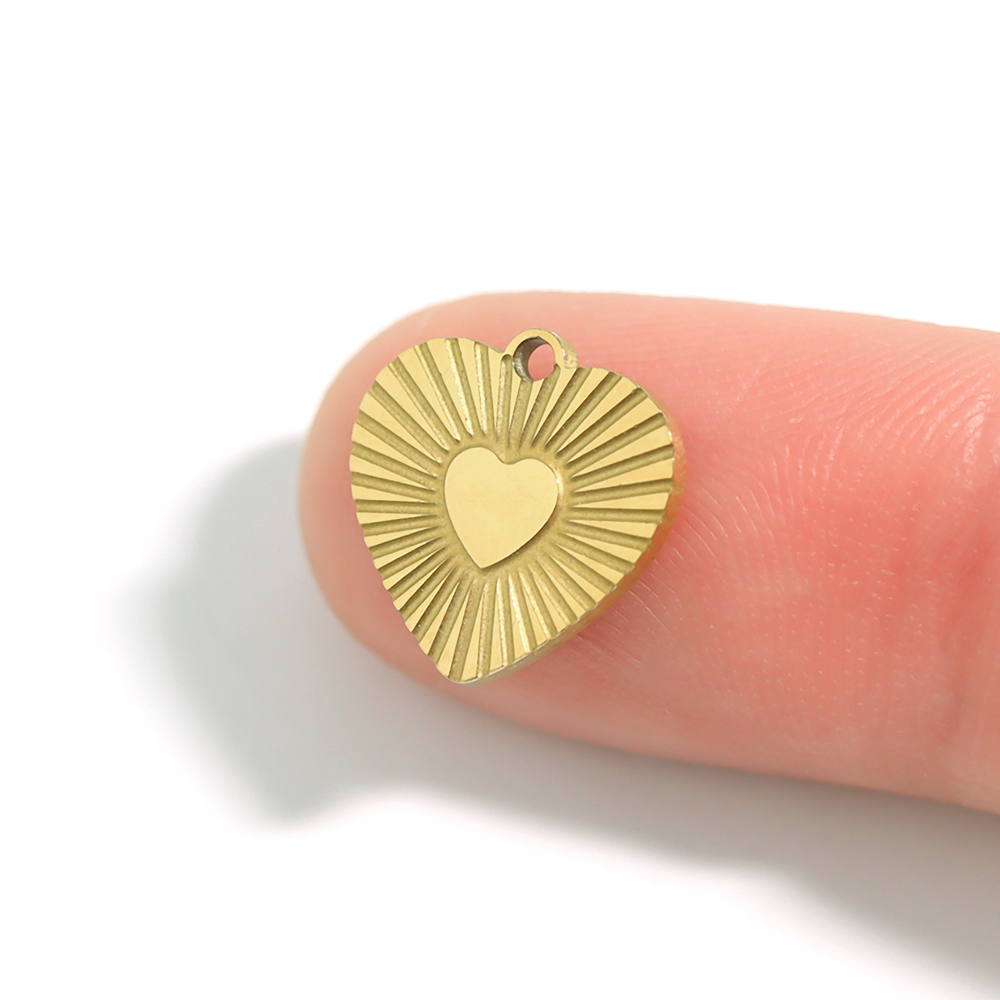 18K Gold PVD Stainless Steel Sunburst Heart Charm / PDL0048、mySite、dreamappss