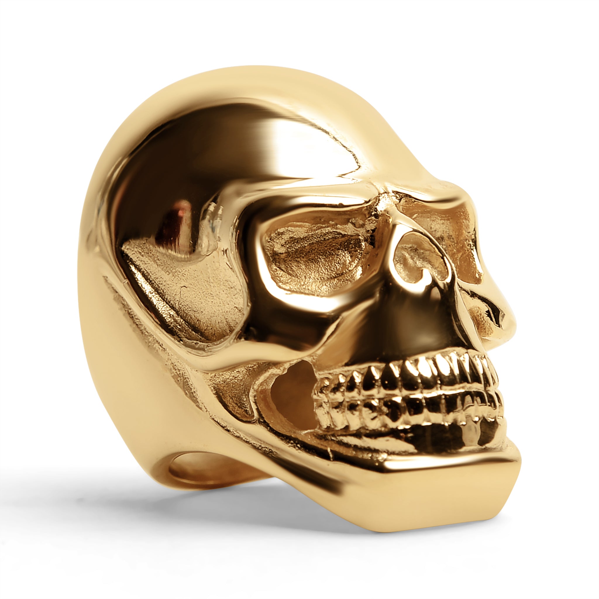 Detailed 18K Gold PVD Coated Grinning Skull Stainless Steel Ring / SCR4110、mySite、dreamappss