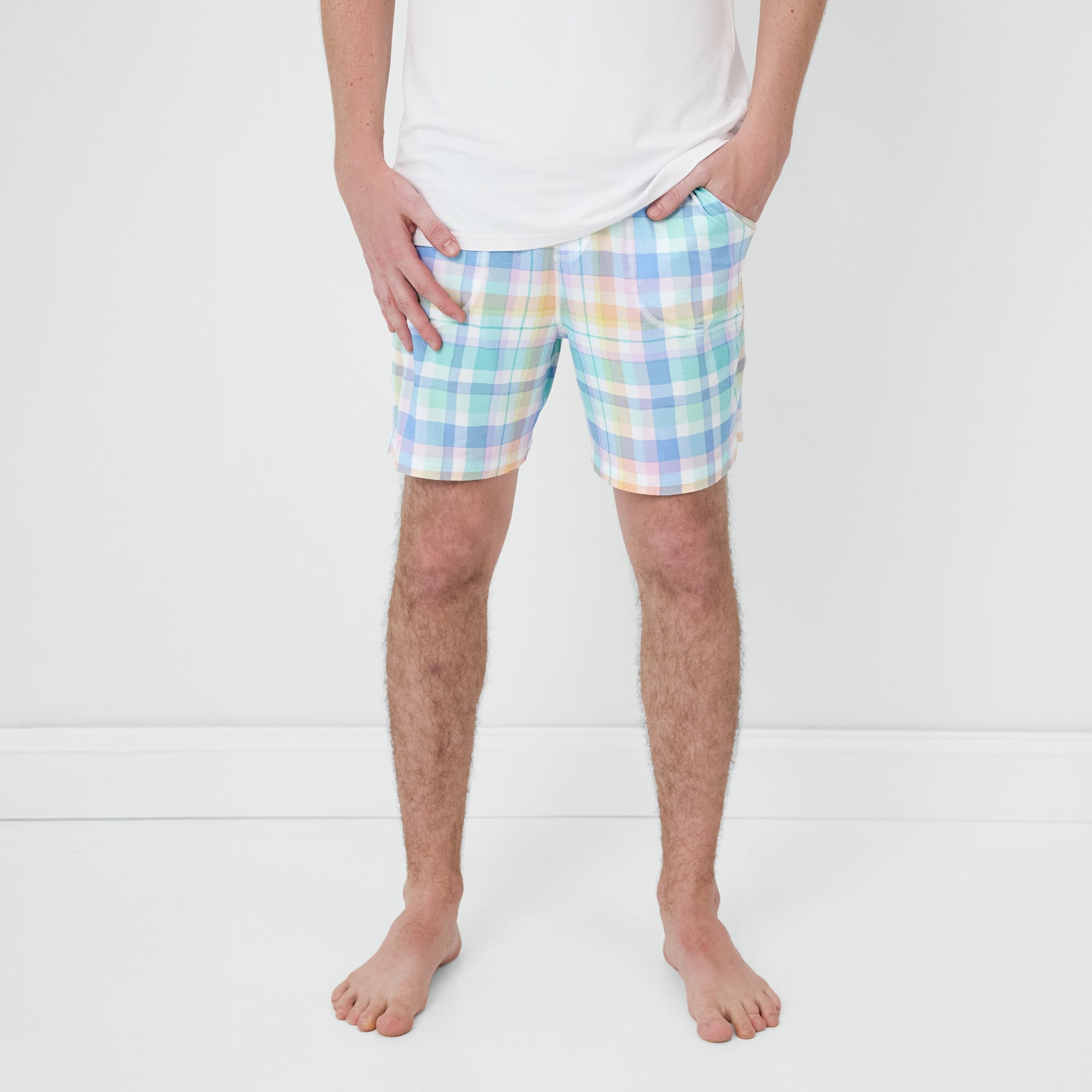 Pastel Plaid Men's Pajama Shorts、mySite、g9winljtr