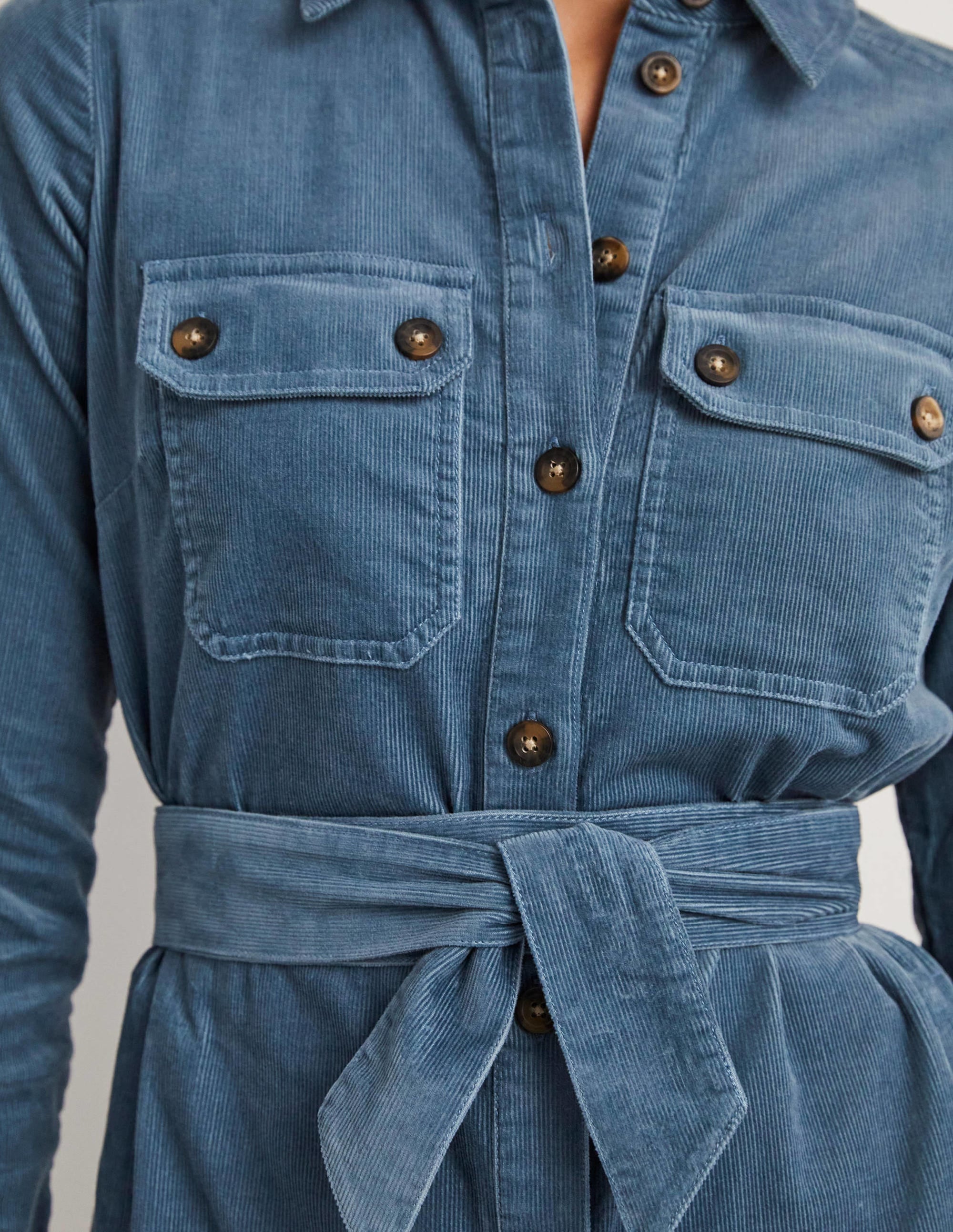  Corduroy Midi Shirt Dress-Mid Blue、mySite、ashleygrahame