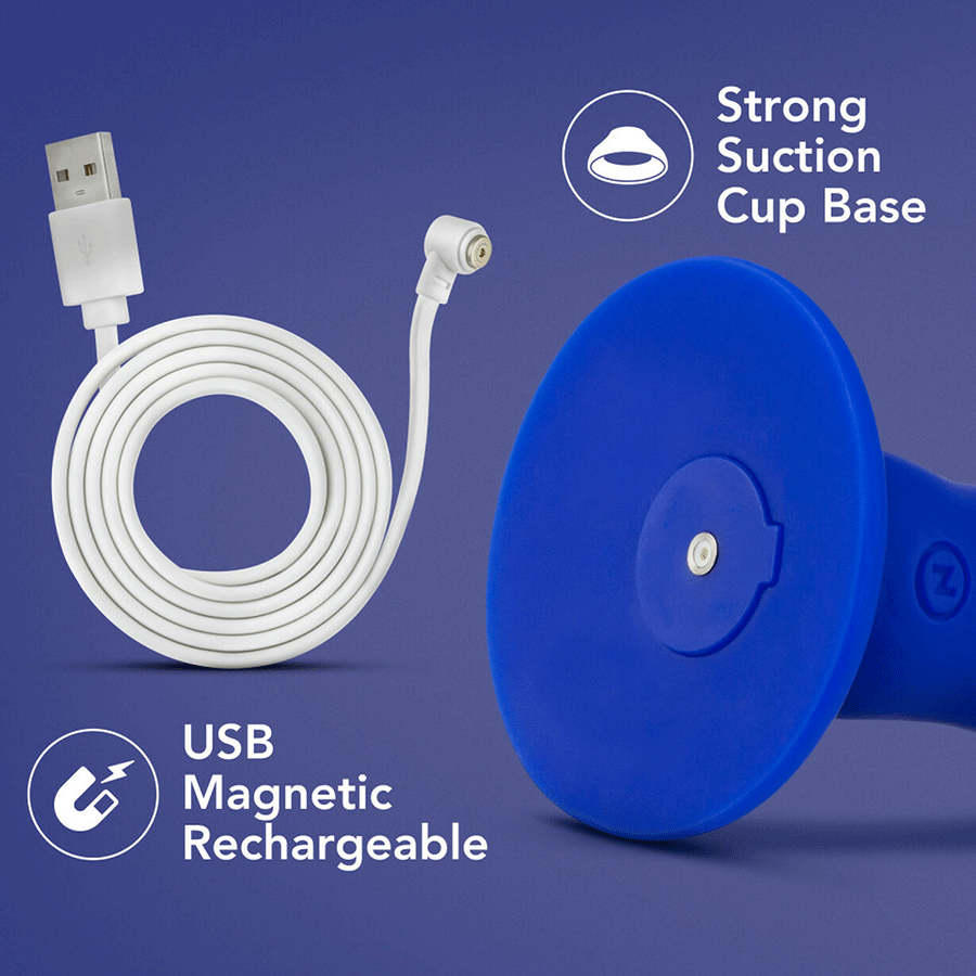 Impressions N2 Blue Vibrating Silicone Anal Dildo with Suction Cup by Blush Novelties、mySite、bottomscart