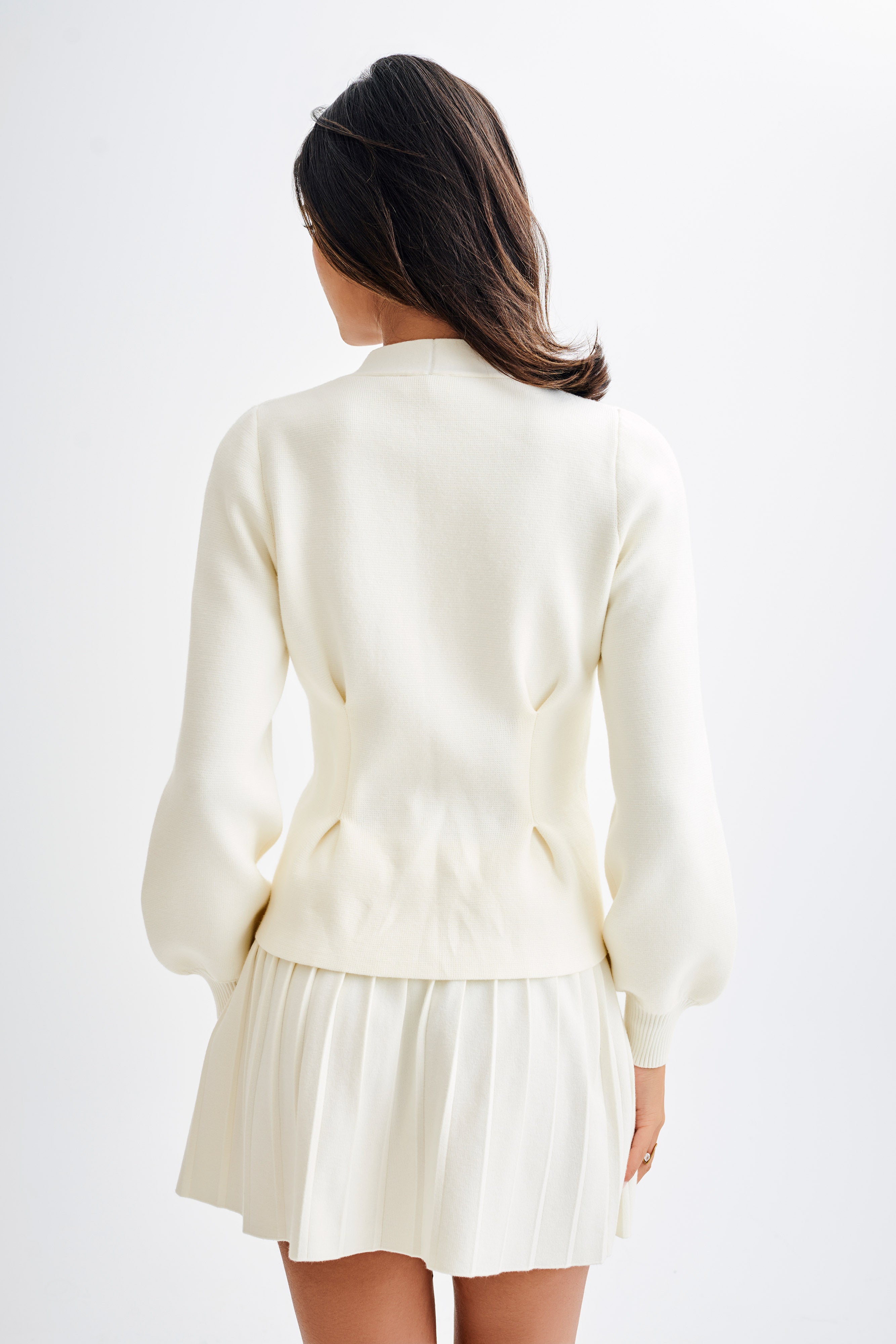 Beverly Knit Pleated Mini Skirt - Ivory、mySite、solidvoid