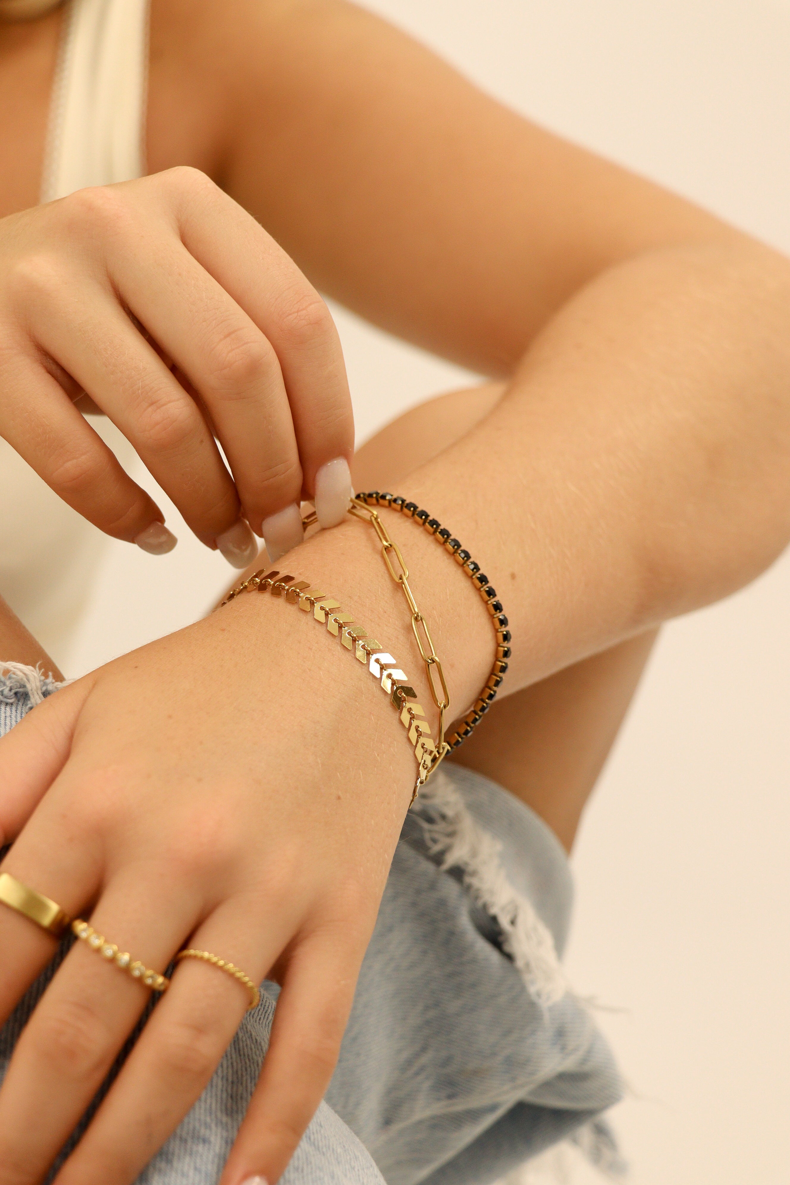 25 pc 18K Gold PVD Coated Stainless Steel Women's Layered Bracelet Set / BND0019、mySite、dreamappss