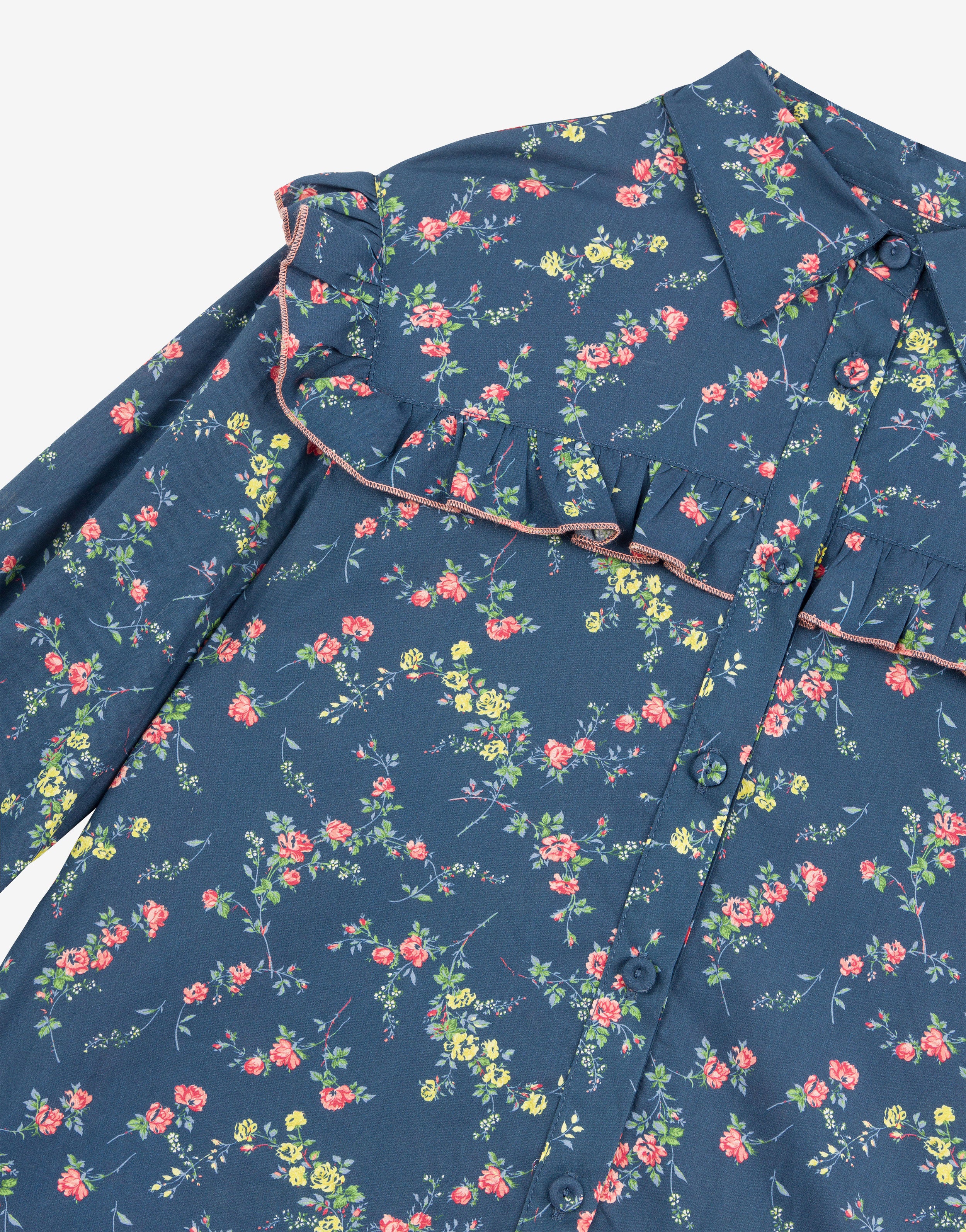 Kids camicia in cotone con fiori all over、mySite、aoinhome