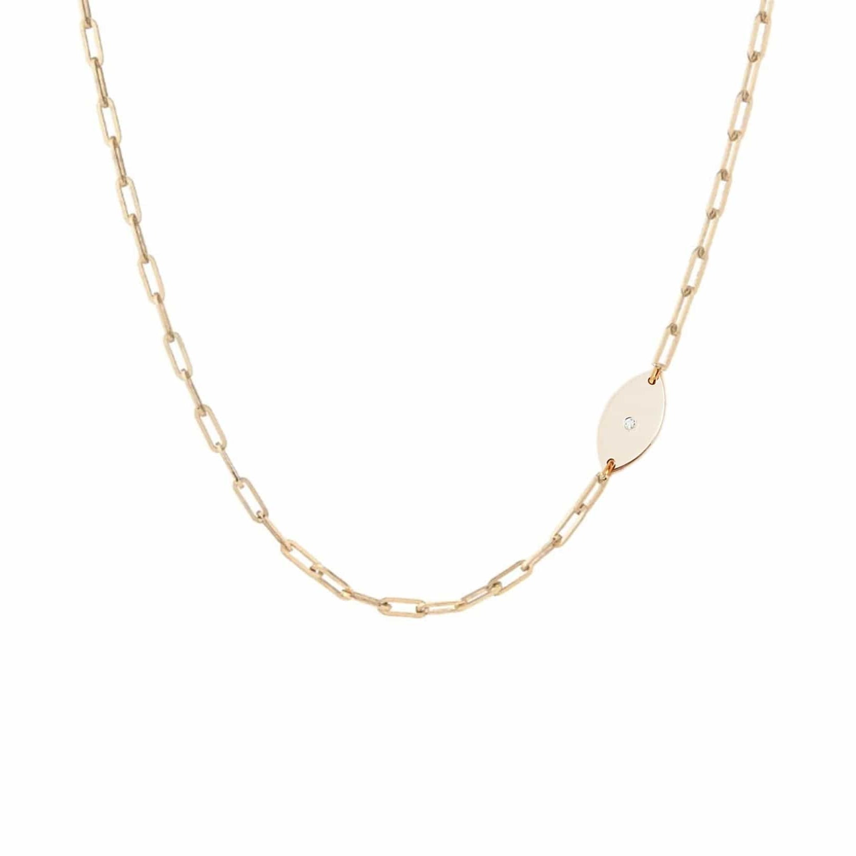 Dani Evil Eye Diamond Paperclip Necklace - (Sterling Silver, Gold-Plated, or Two-Tone)、mySite、topwebapps